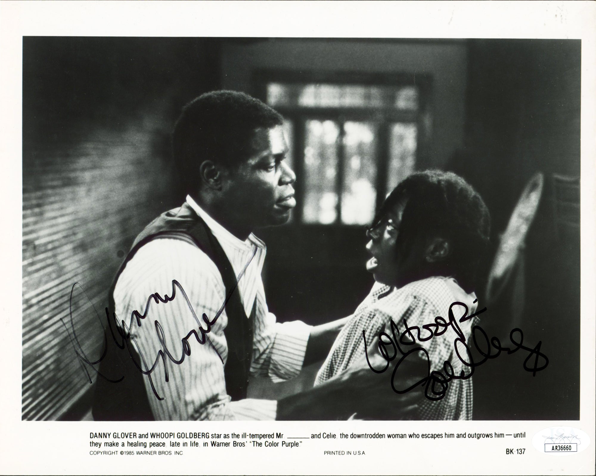 Danny Glover & Whoopi Goldberg The Color Purple Signed 8x10 Photo JSA #AR36660