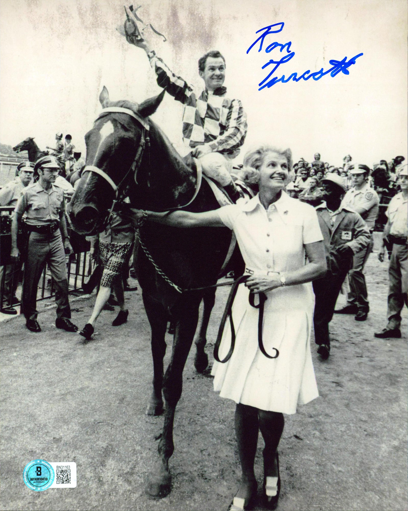 Ron Turcotte Authentic Signed 8x10 Black & White Vertical Photo BAS 2