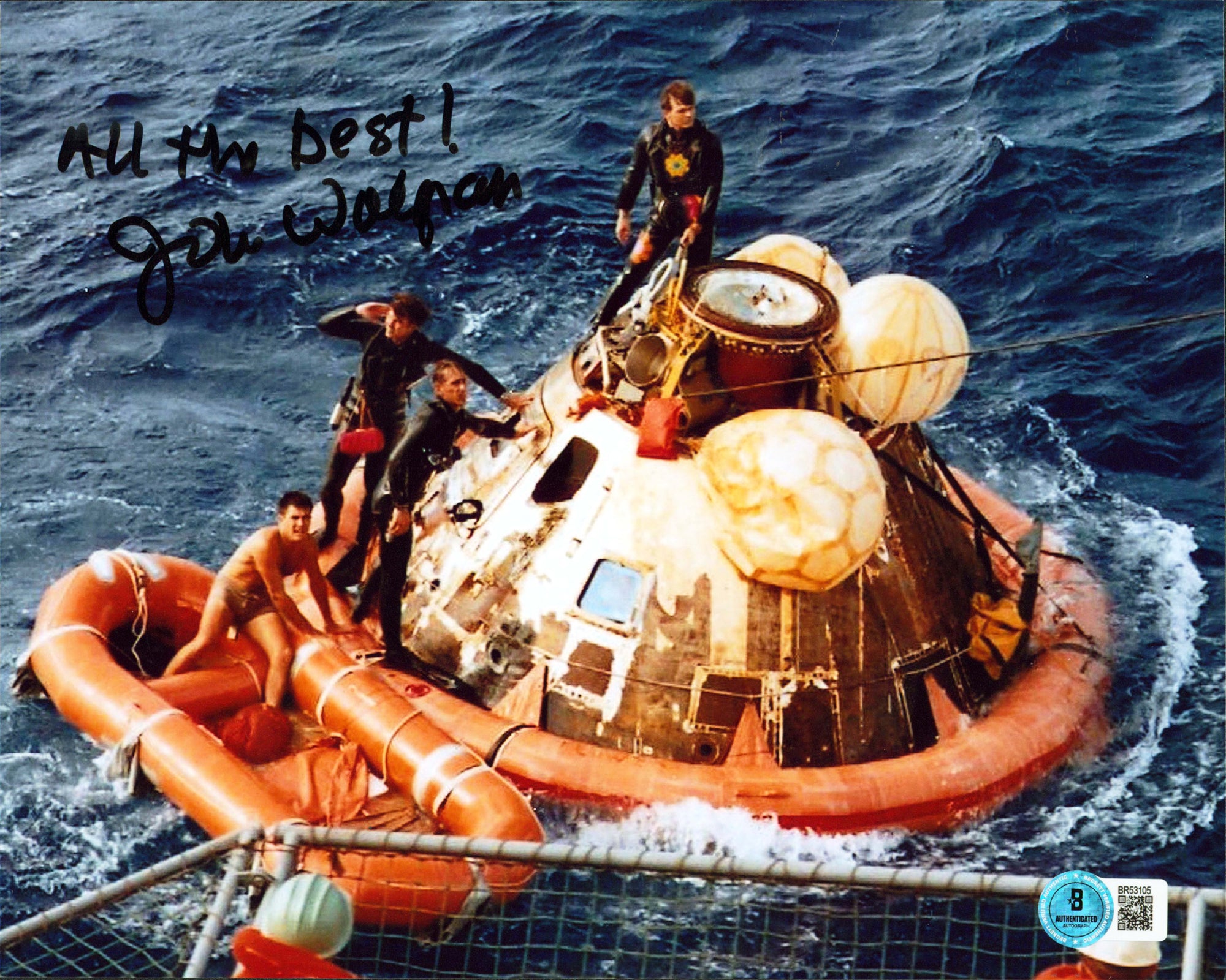John Wolfram "All The Best Apollo 11 Frogman" Signed 8x10 Horizontal Photo BAS 2