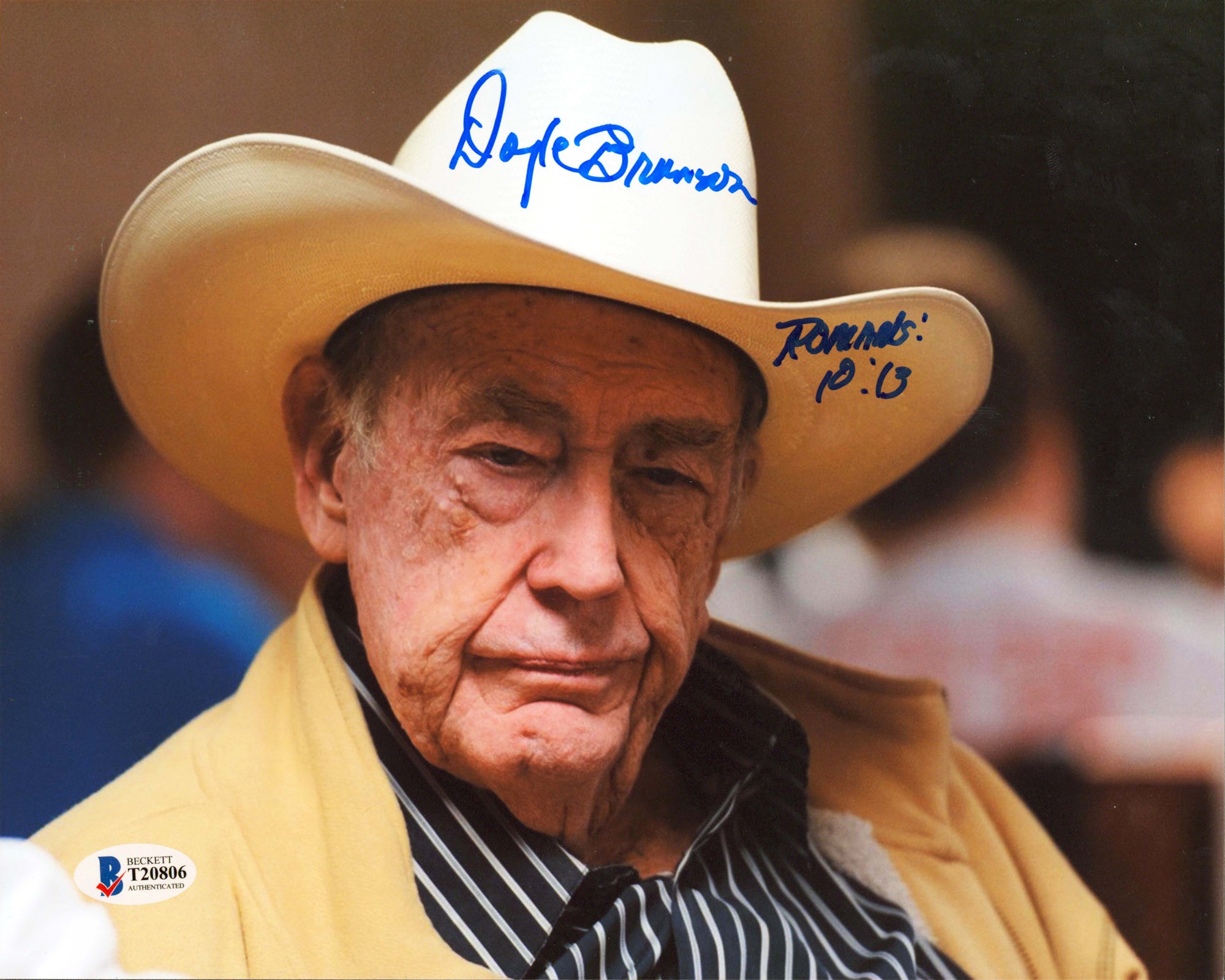 Doyle Brunson "Romans 10:13" Authentic Signed 8x10 Horizontal Photo BAS #T20806