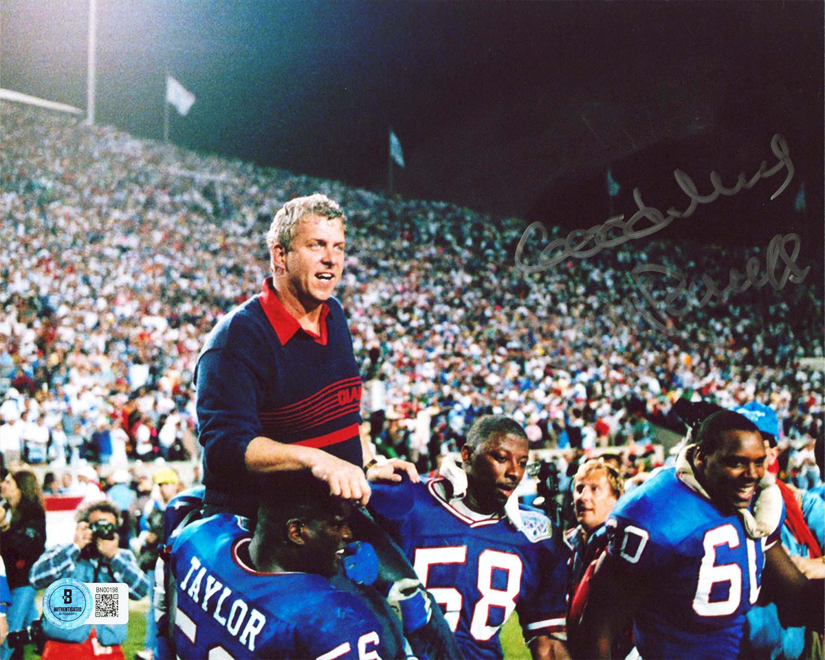 Giants Bill Parcells "Good Luck" Signed 8x10 Horizontal Photo BAS #BN00198