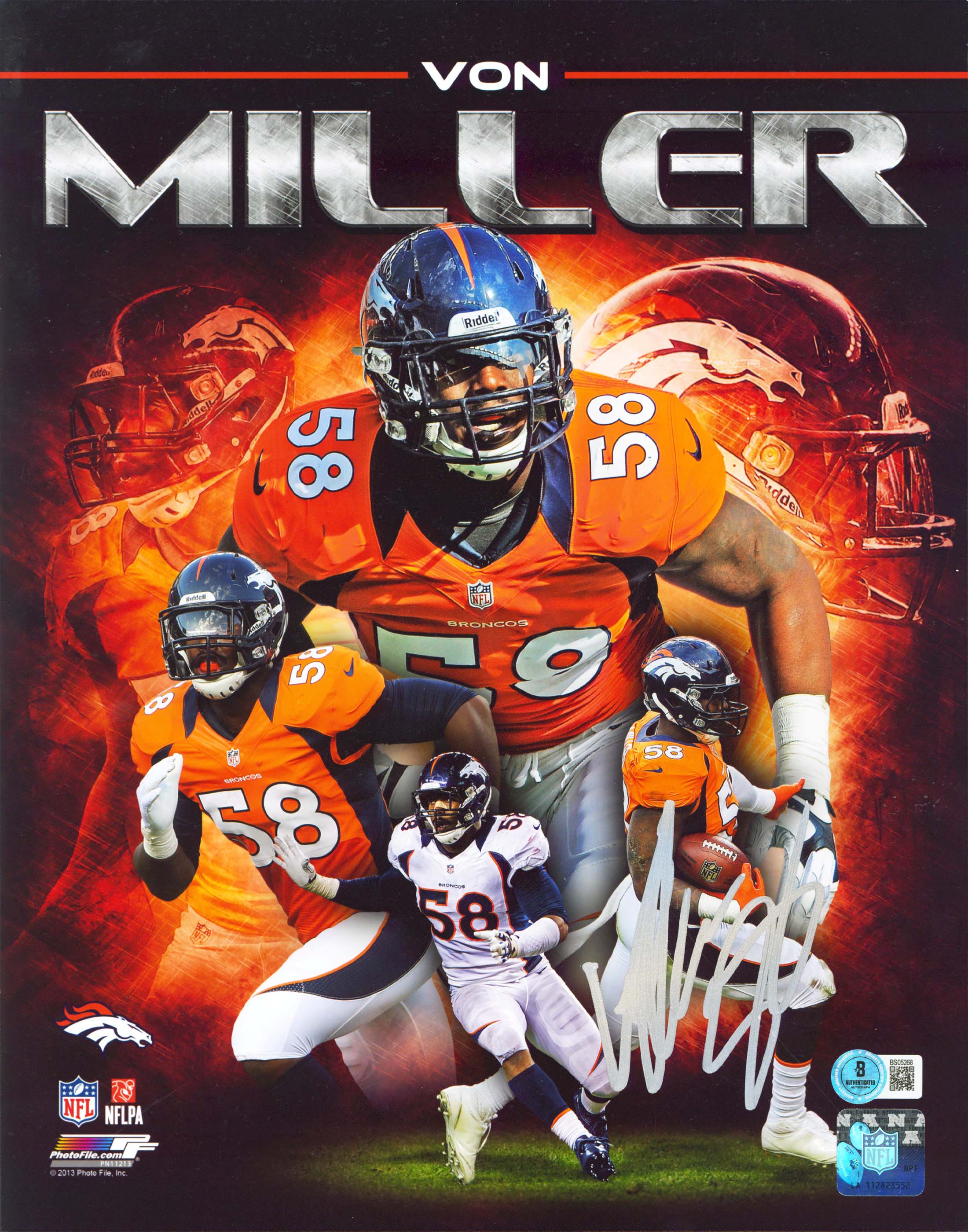Broncos Von Miller Authentic Signed 11x14 Vertical Photo BAS #BS05268