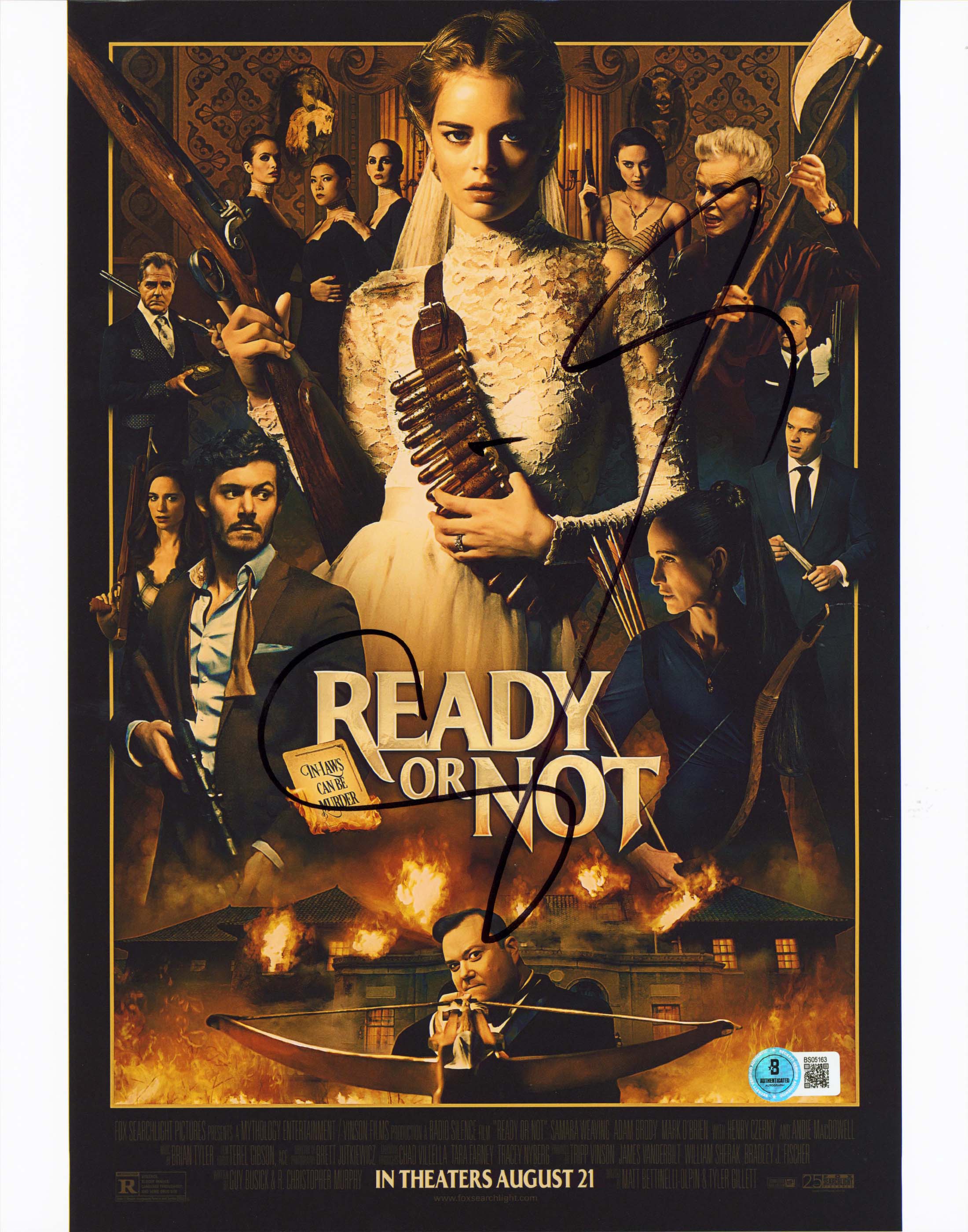 Samara Weaving Ready or Not Authentic Signed 11x14 Vertical Photo BAS #BS05163