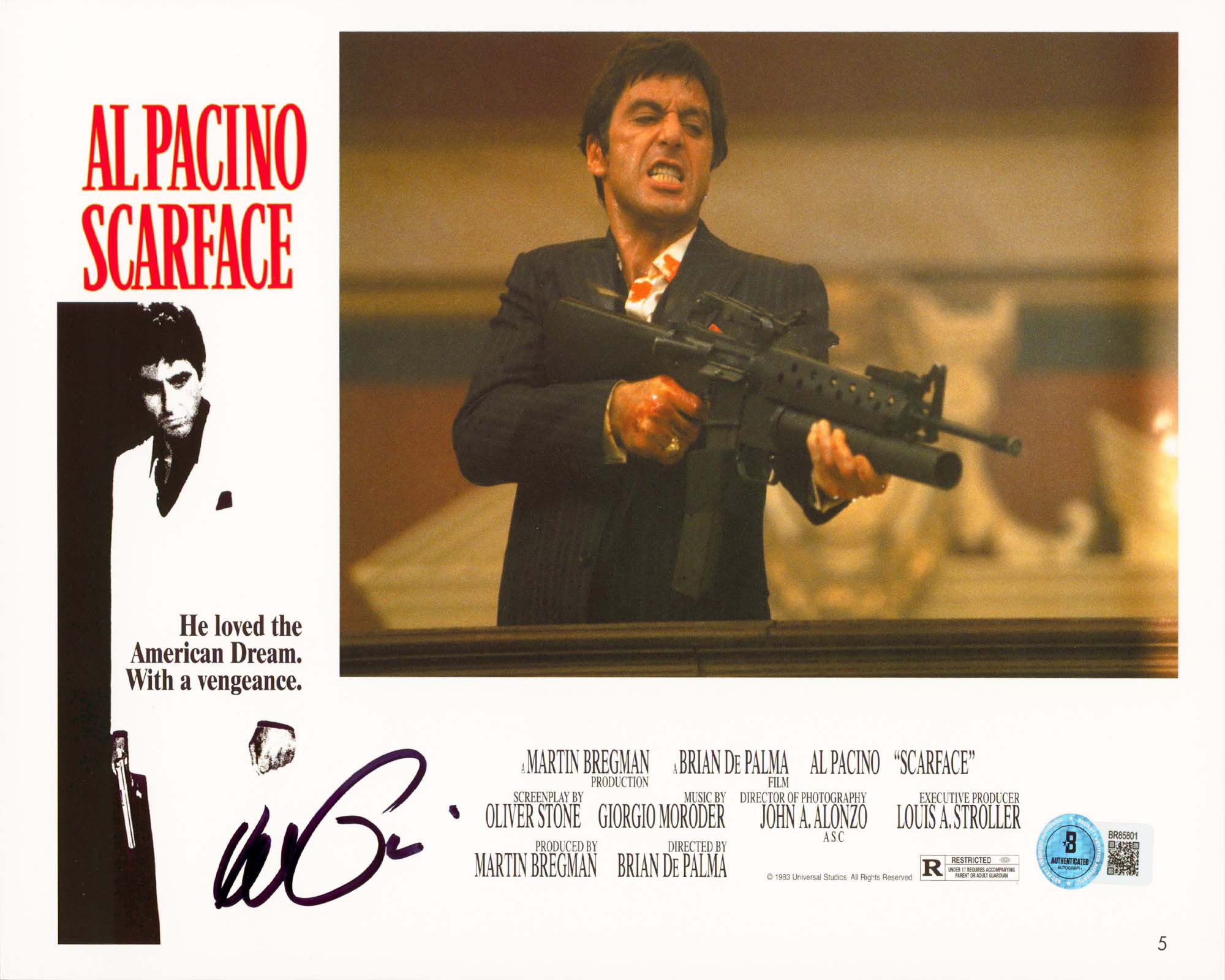 Al Pacino Scarface Authentic Signed 8x11 Lobby Card Photo Autographed BAS 1