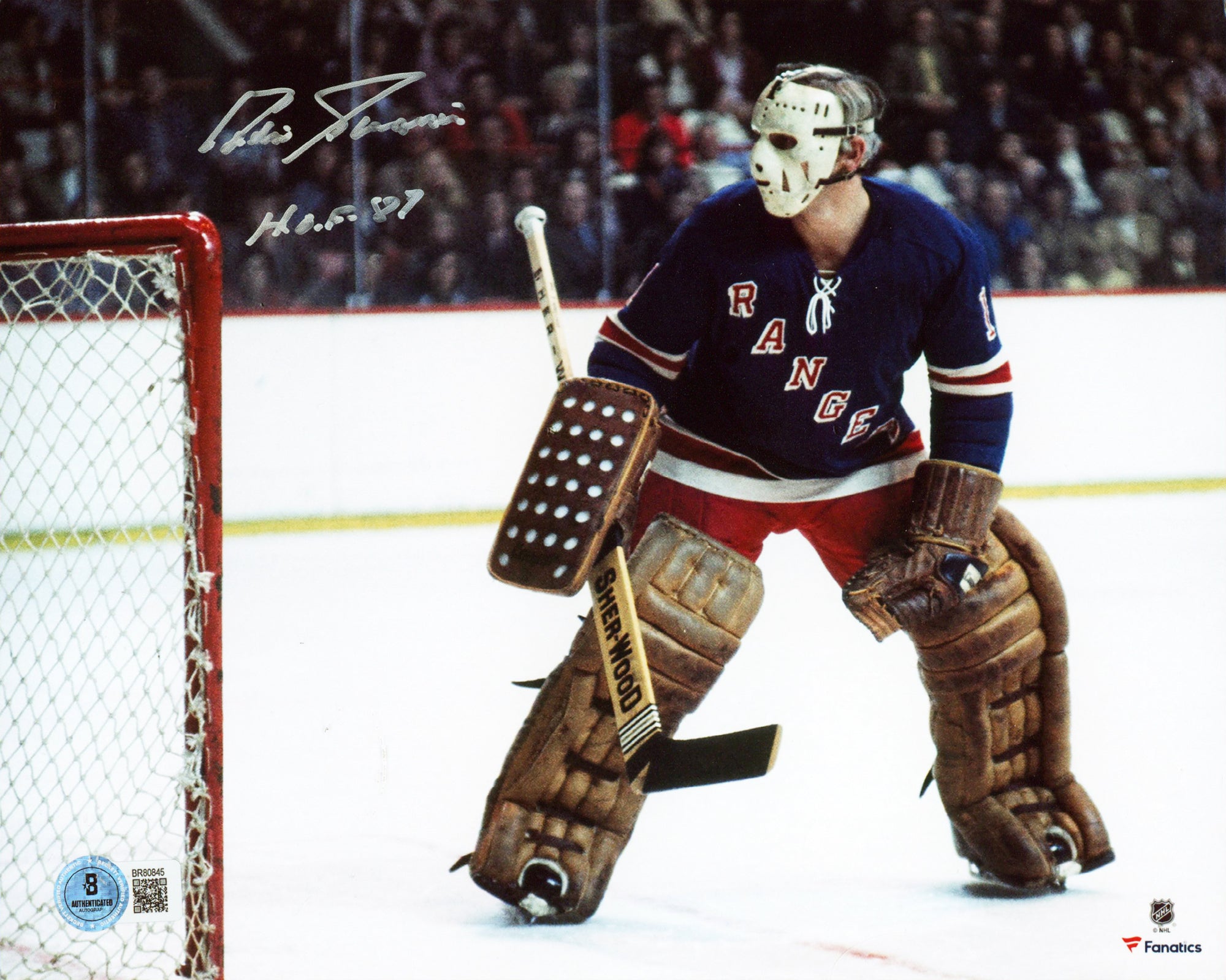 Rangers Eddie Giacomin "HOF 87" Authentic Signed 8x10 Horizontal Photo BAS 2
