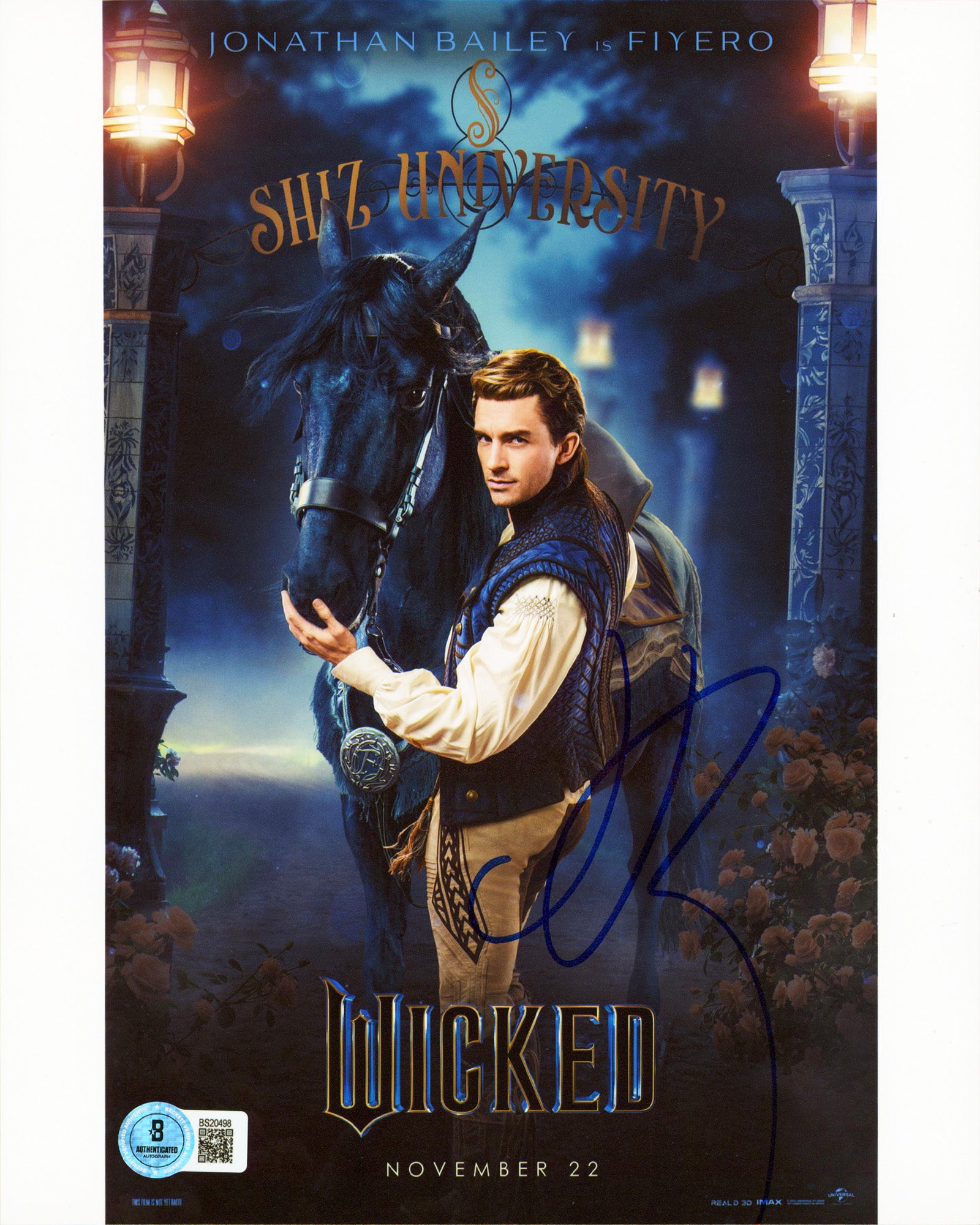 Jonathan Bailey Wicked Authentic Signed 8x10 Vertical Photo BAS #BS20498