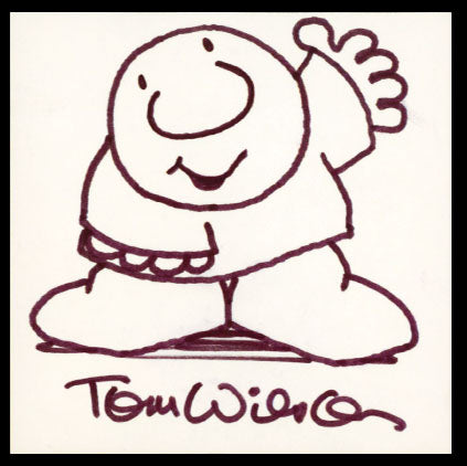 Tom Wilson Cartoonist Authentic Signed 4x4 Cut Signature w/ sketch BAS #BS29330