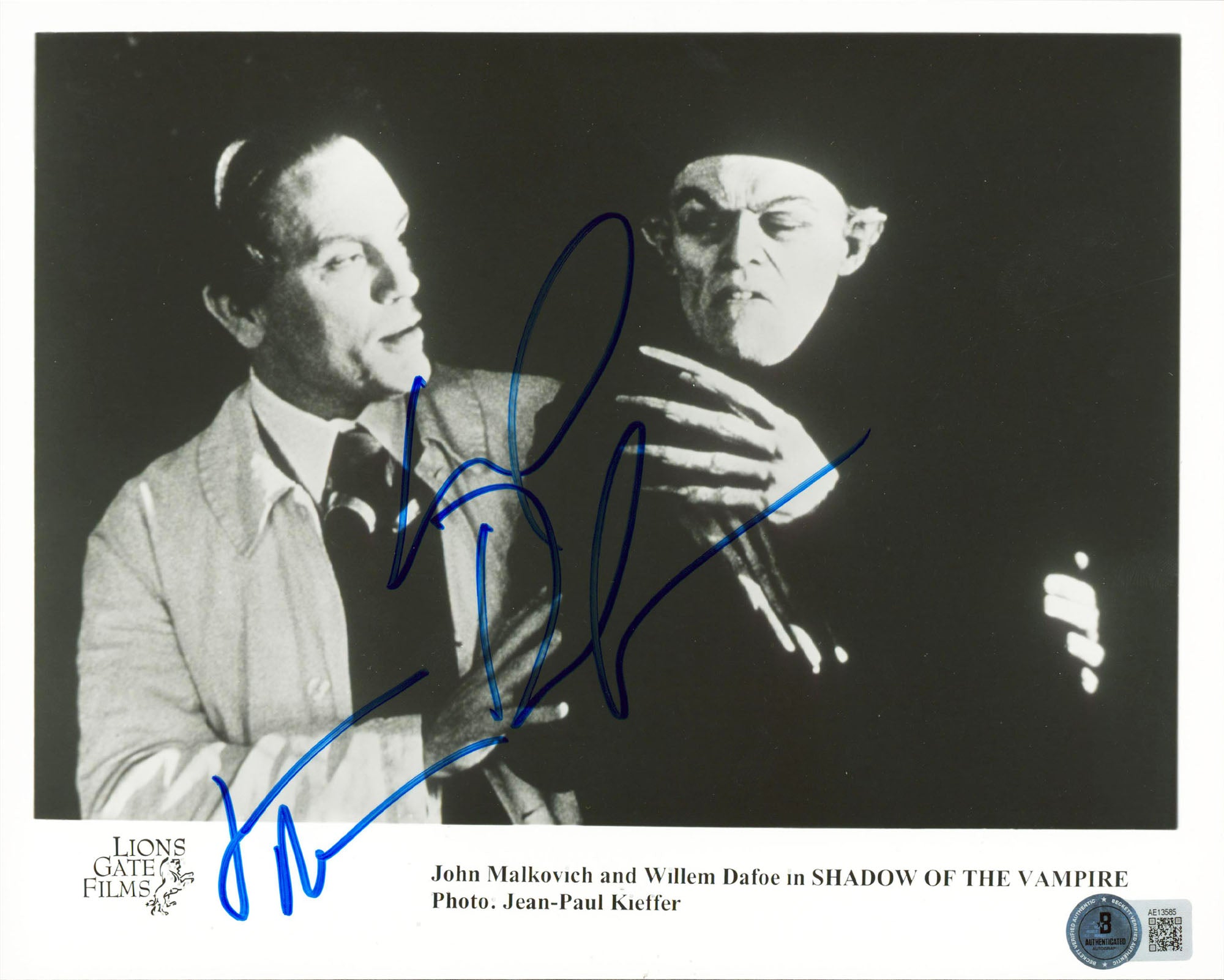 John Malkovich & William Dafoe Shadow Of The Vampire Signed 8x10 Photo BAS