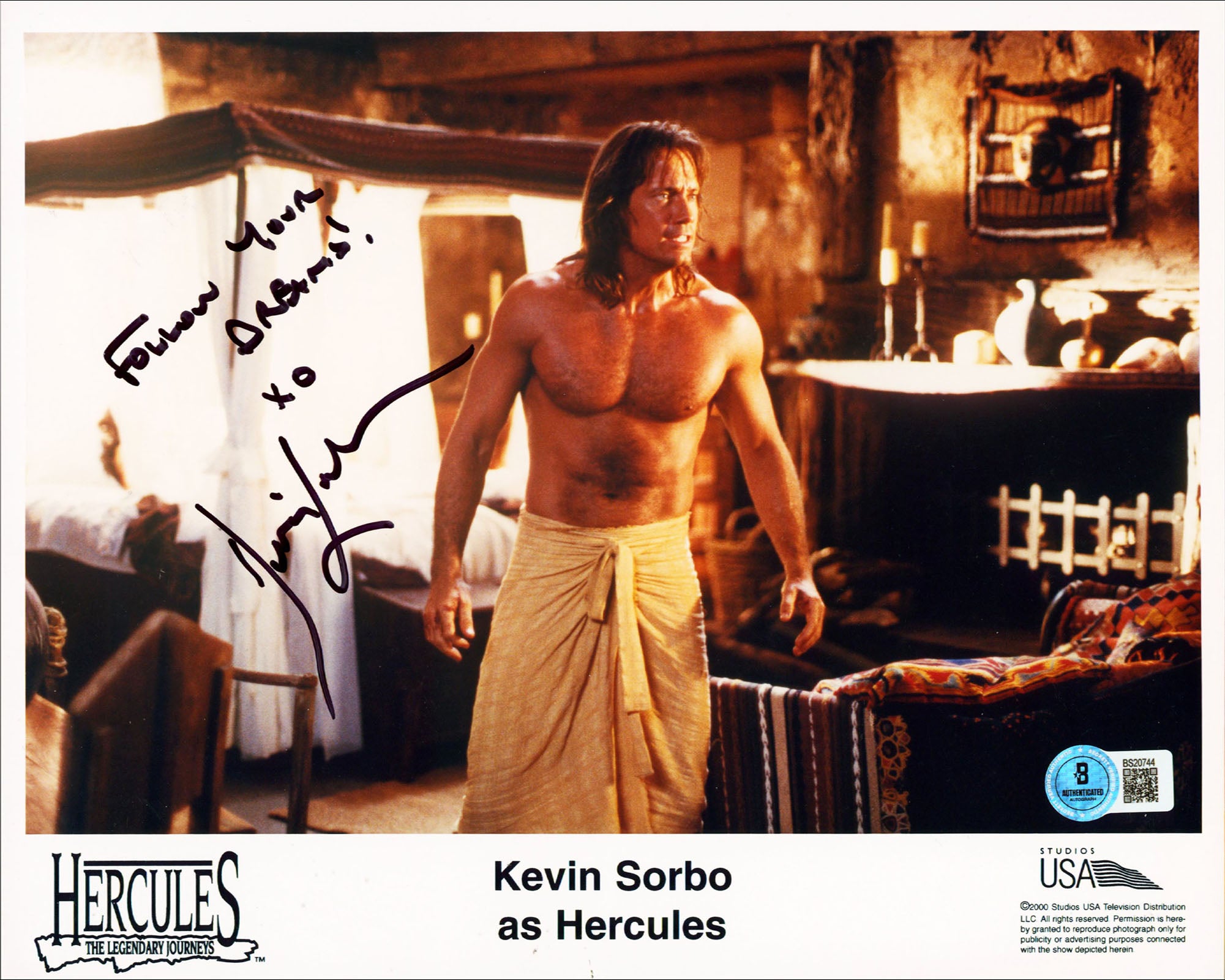 Kevin Sorbo Hercules "Follow Your Dreams! XO" Signed 8x10 Photo BAS #BS20744
