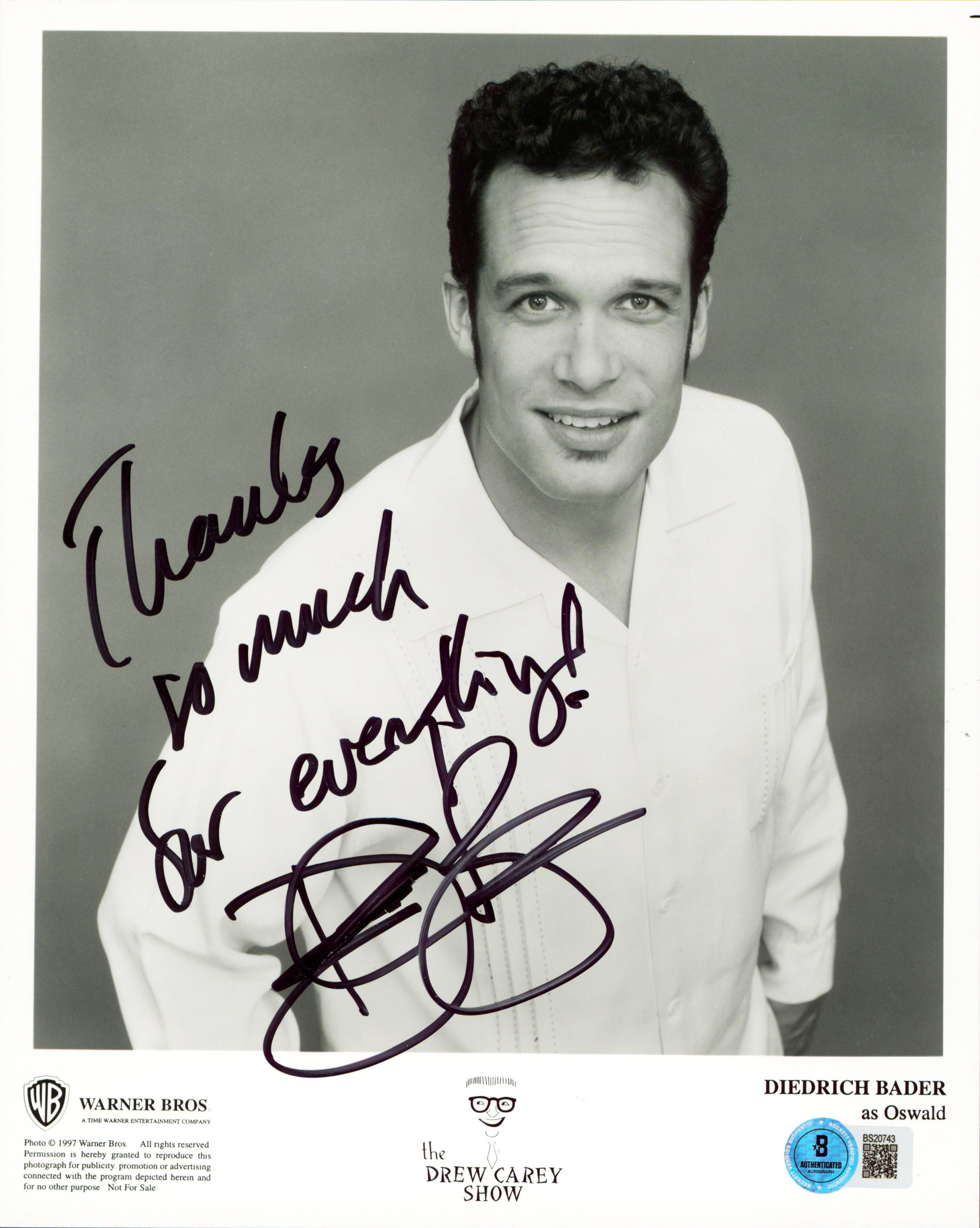 Diedrich Bader Drew Carey Show "Thanks so much.." Signed 8x10 Photo BAS #BS20743