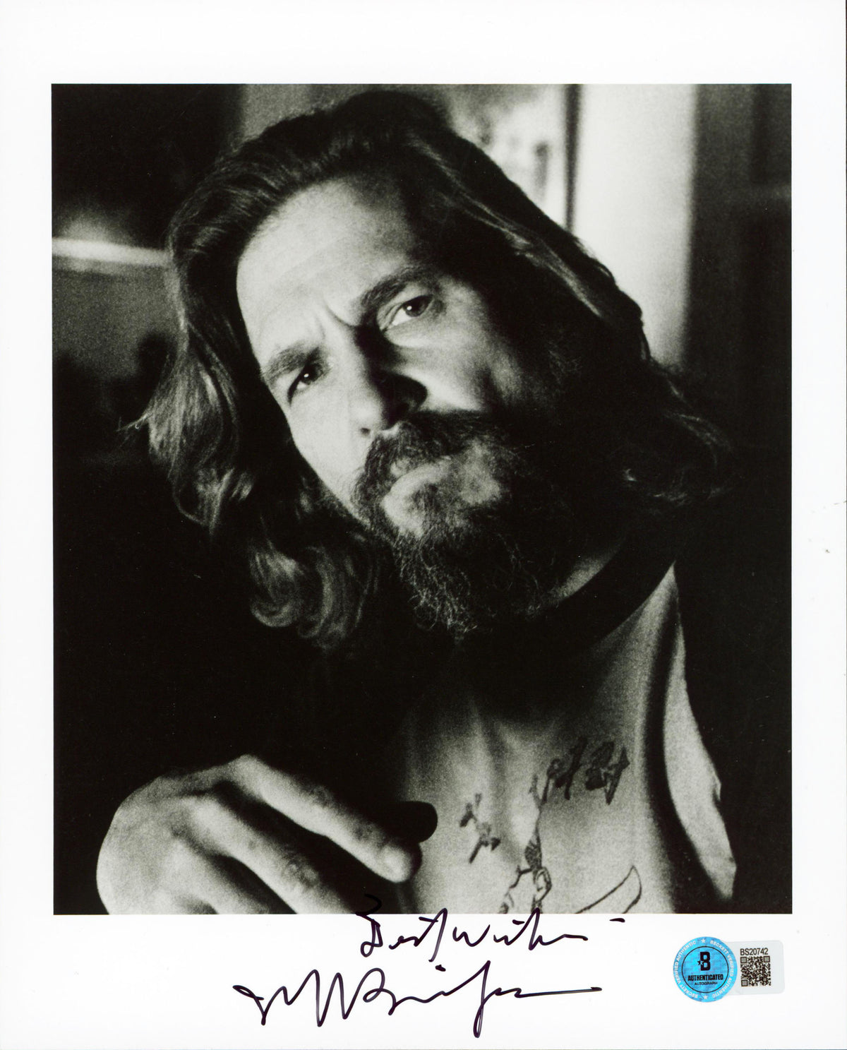 Jeff Bridges The Giver "Best Wishes" Authentic Signed 8x10 Photo BAS #BS20742