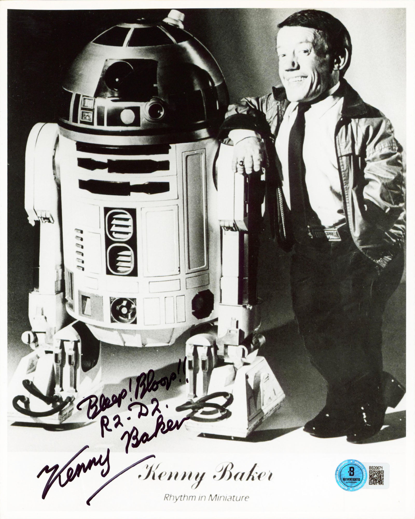 Kenny Baker Star Wars "Bleep Bloop R2-D2" Signed 8x10 Photo BAS #BS20671