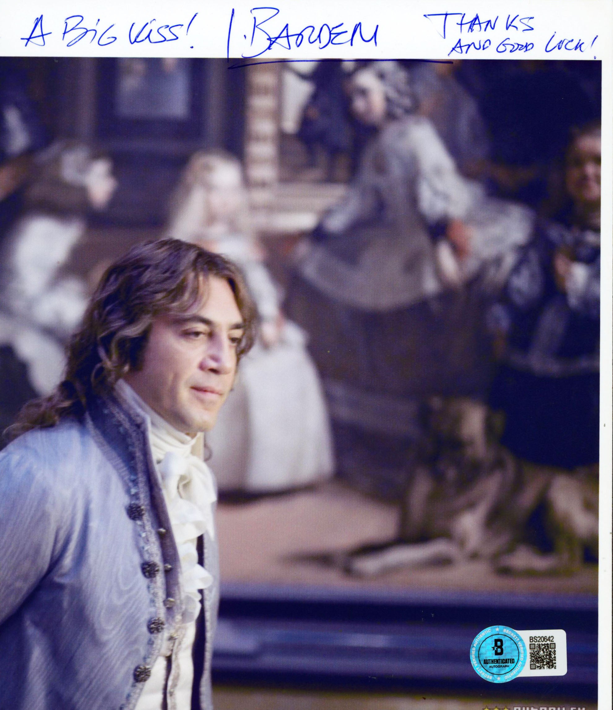 Javier Bardem Goya's Ghosts "A Big Kiss..." Signed 6.5x7.75 Photo BAS #BS20642
