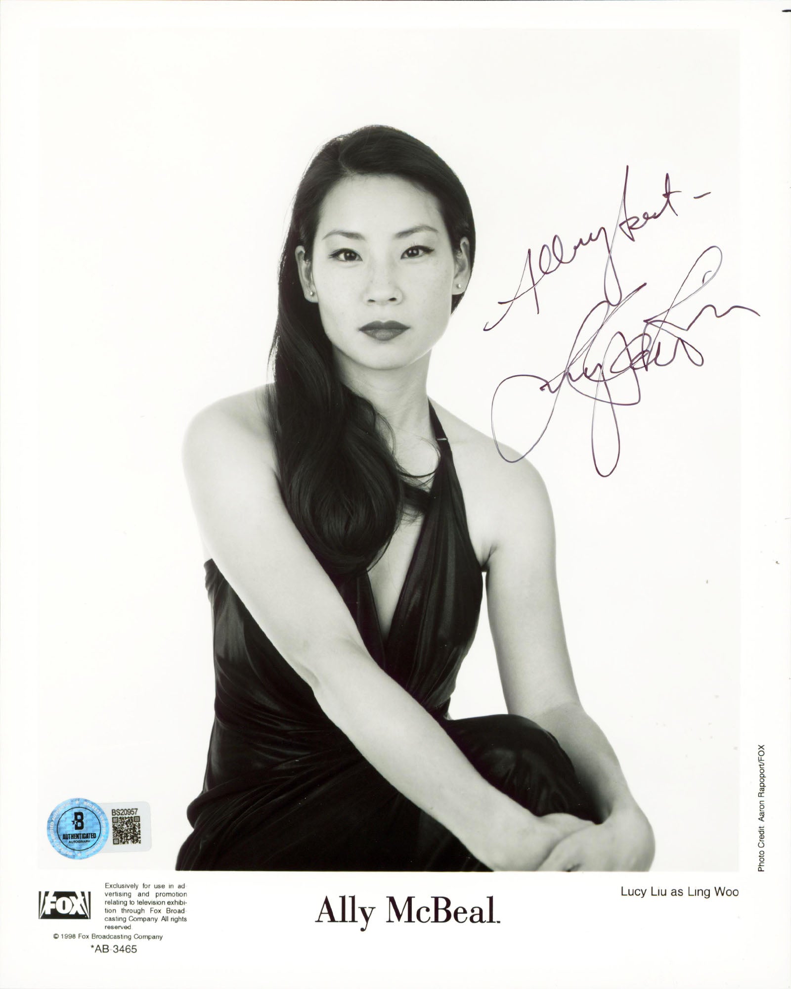 Lucy Liu Charlie's Angels "All My Best" Signed 8x10 Vertical Photo BAS #BS20957