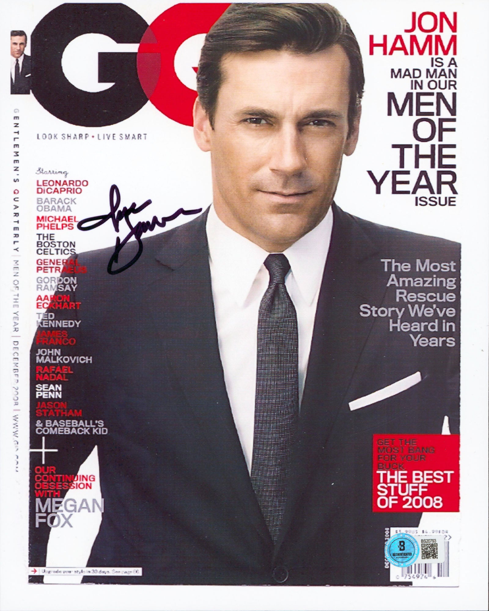 Jon Hamm Mad Men Authentic Signed 8.5x11 Photo Autographed BAS #BS20793