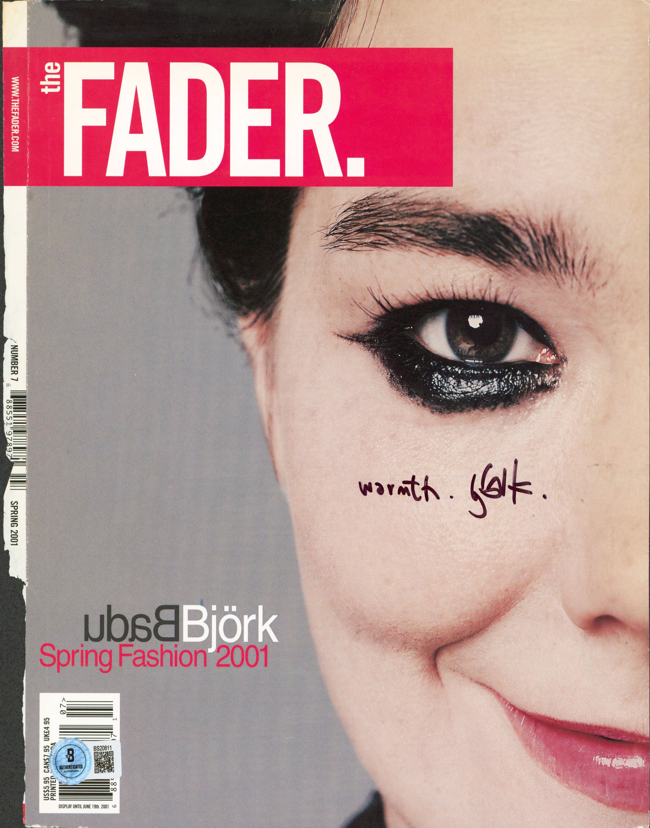 Bjork "Warmth" Authentic Signed The Fader Magazine Cover Spring 2001 BAS#BS20811