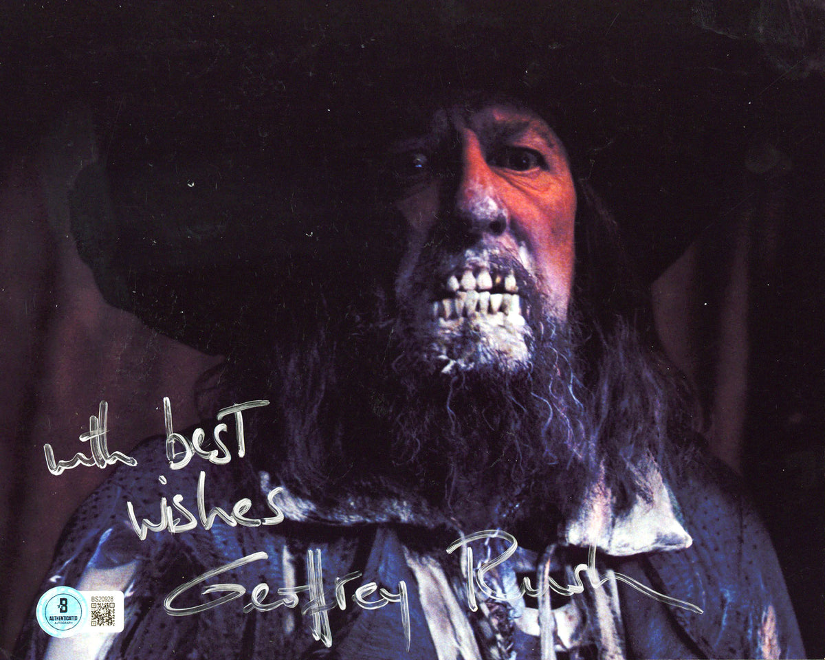 Geoffrey Rush Pirates Caribbean "With Best Wishes" Signed 8x10 Photo BAS BS20928