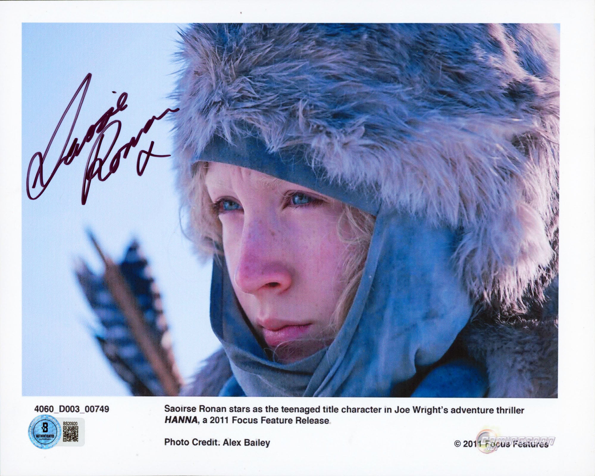 Saoirse Ronan Hanna Authentic Signed 8.5x11 Horizontal Photo BAS #BS20920