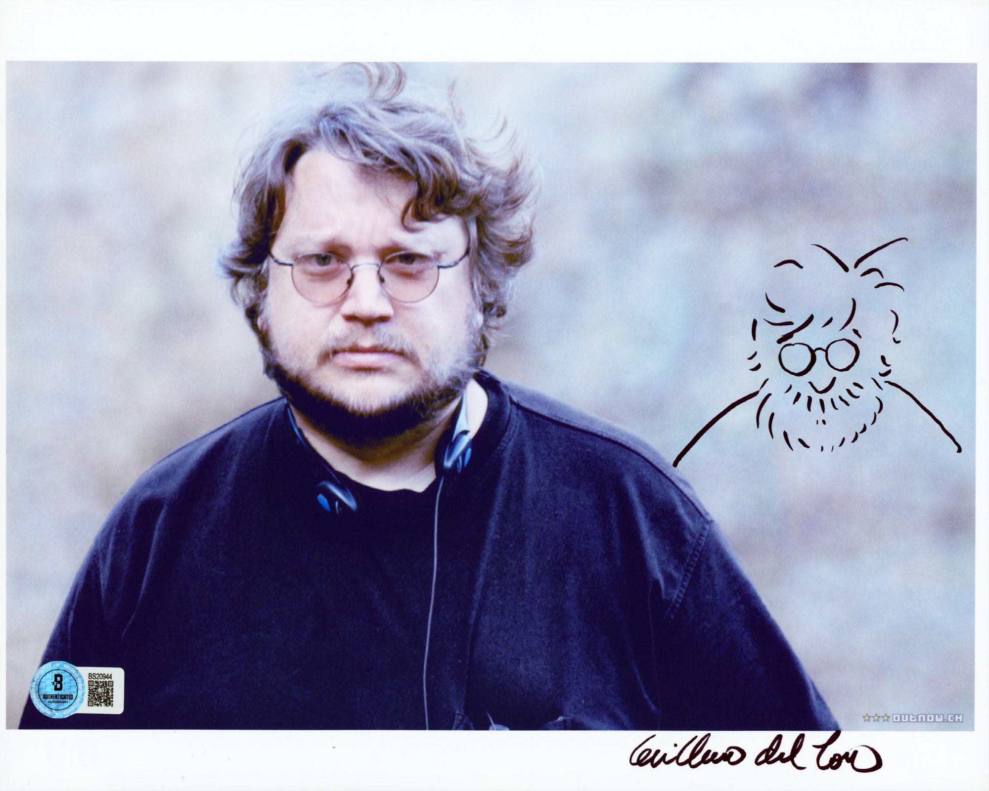 Guillermo del Toro Hellboy II Authentic Signed 8.5x11 Photo w/ Sketch BAS 2