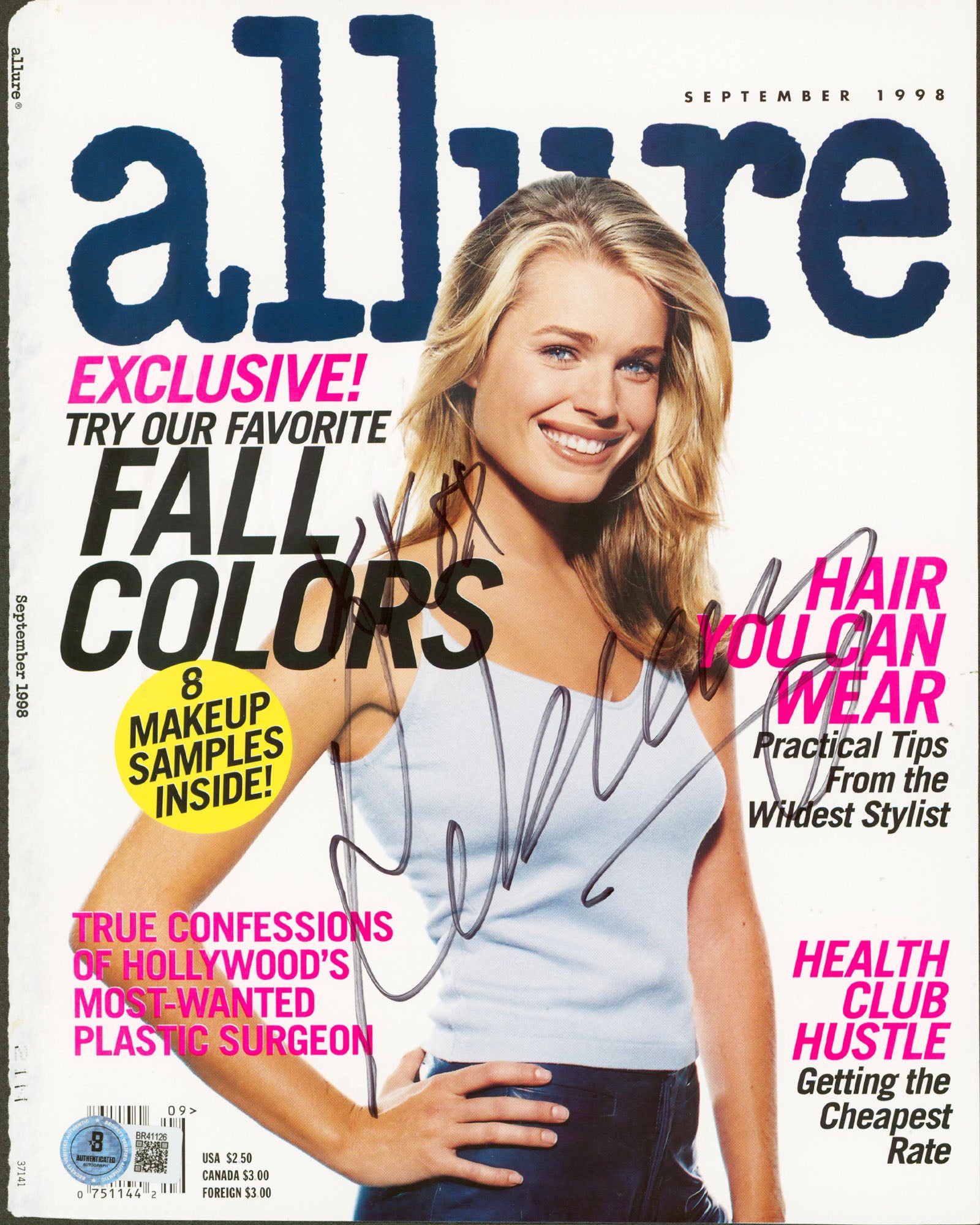 Rebecca Romijn Authentic Signed Allure Magazine Cover September 1998 BAS#BR41126