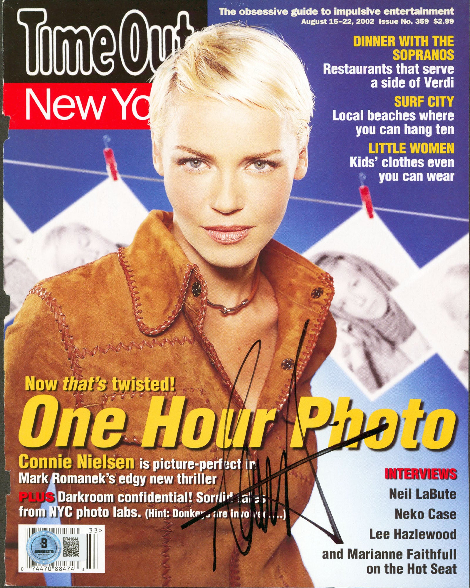 Connie Nielsen Signed Time Out New York Magazine Cover August 2002 BAS #BR41044