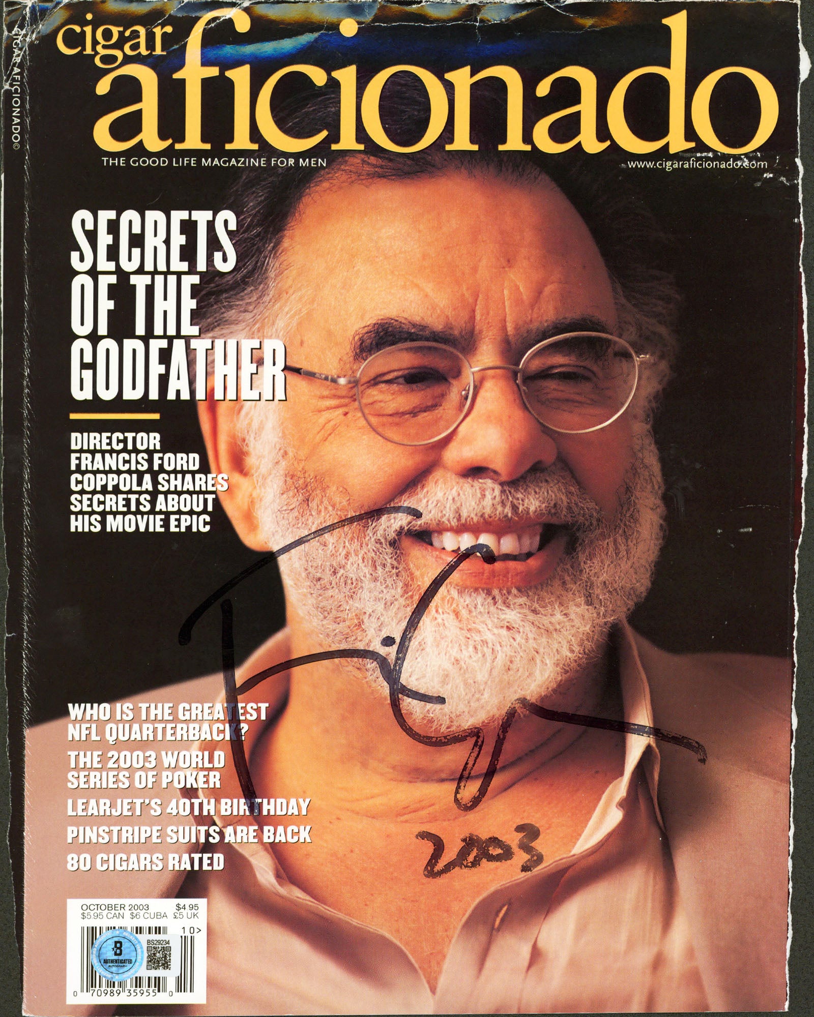 Francis Ford Coppola Signed Cigar Aficionado Magazine Cover September 1998 BAS