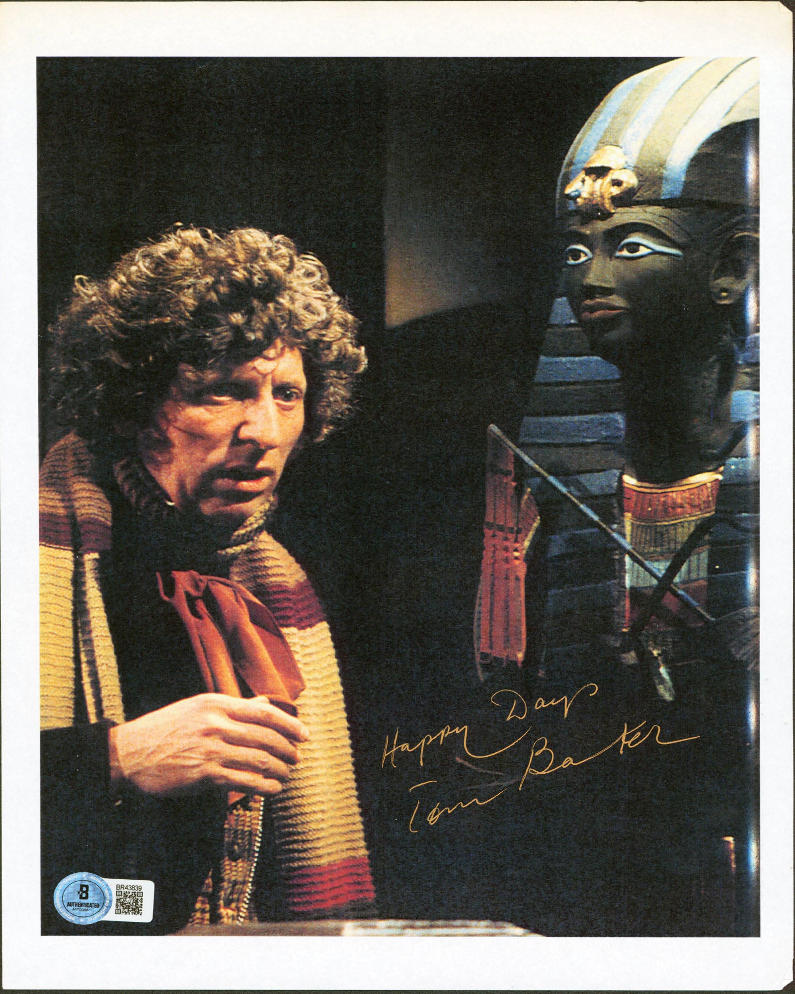 Tom Baker Doctor Who "Happy Day" Signed Vertical Photo 8.25x11.5 BAS #BR43839