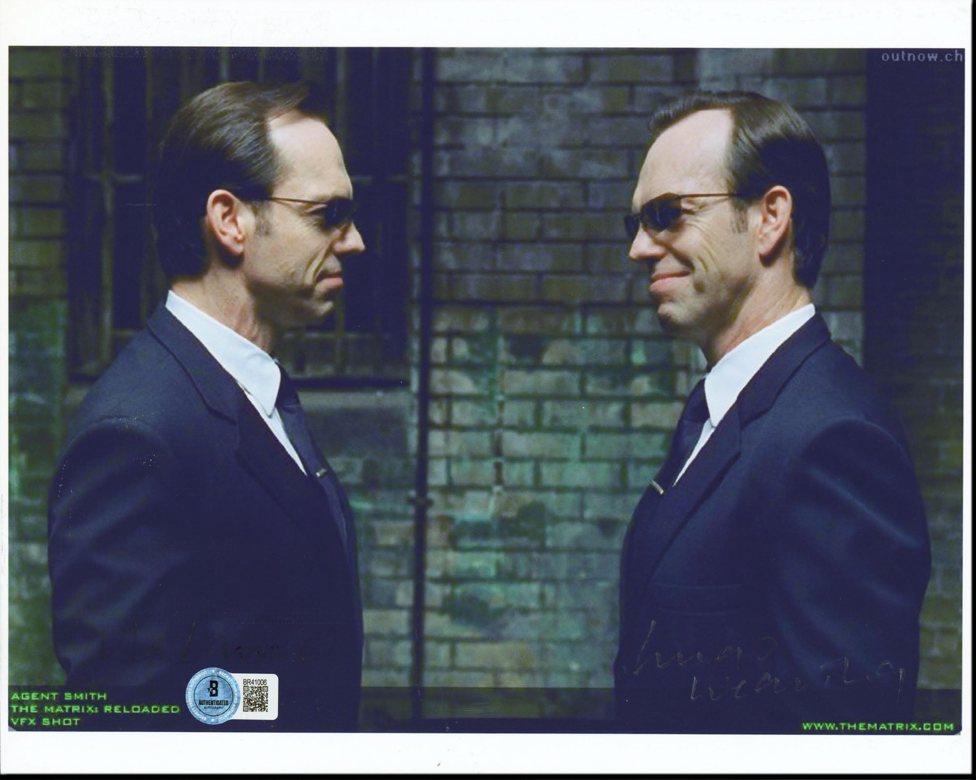 Hugo Weaving The Matrix Authentic Signed 8.5x11 Horizontal Photo BAS #BR41006