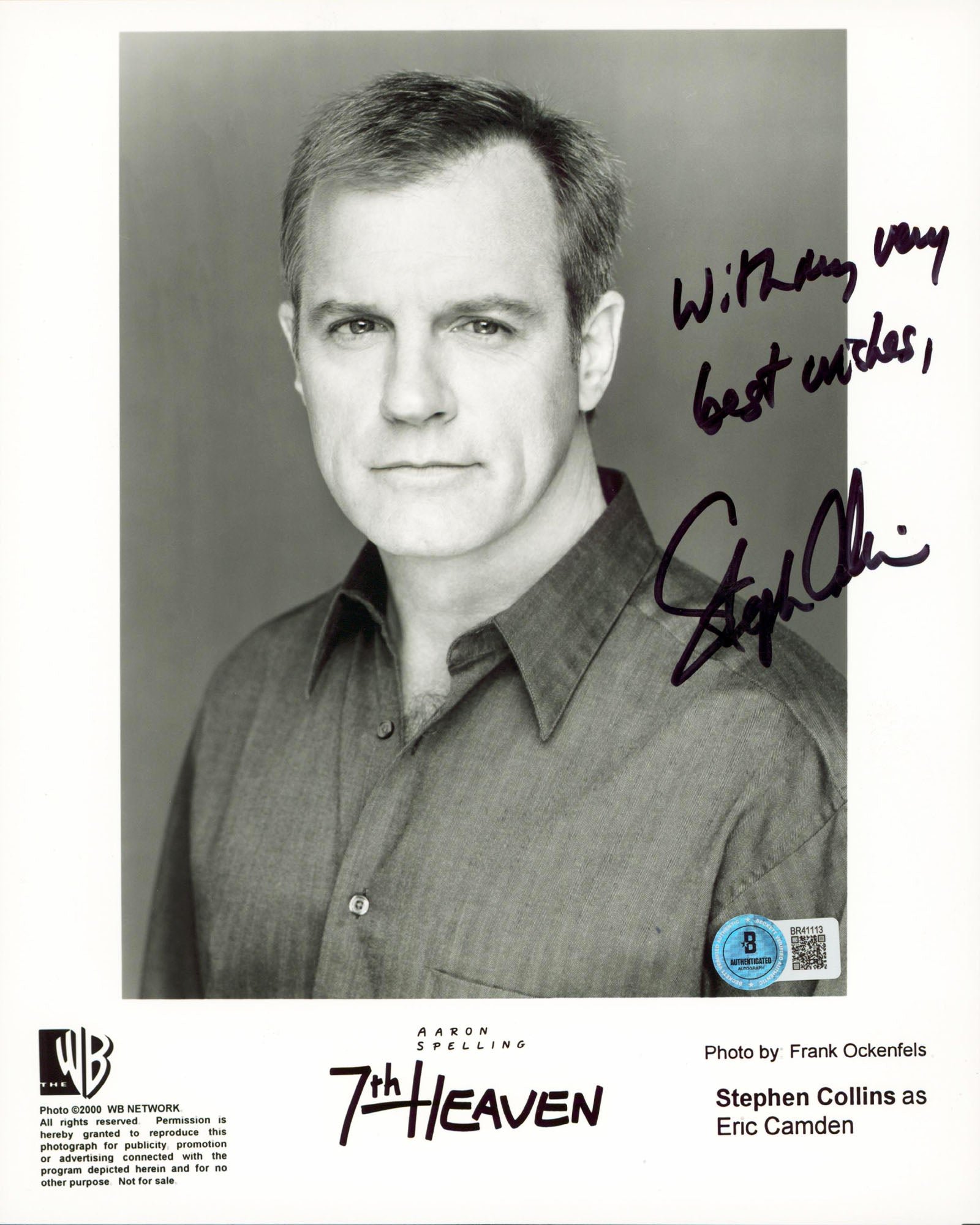 Stephen Collins 7th Heaven "With My Very Best Wishes" Signed 8x10 Photo BAS