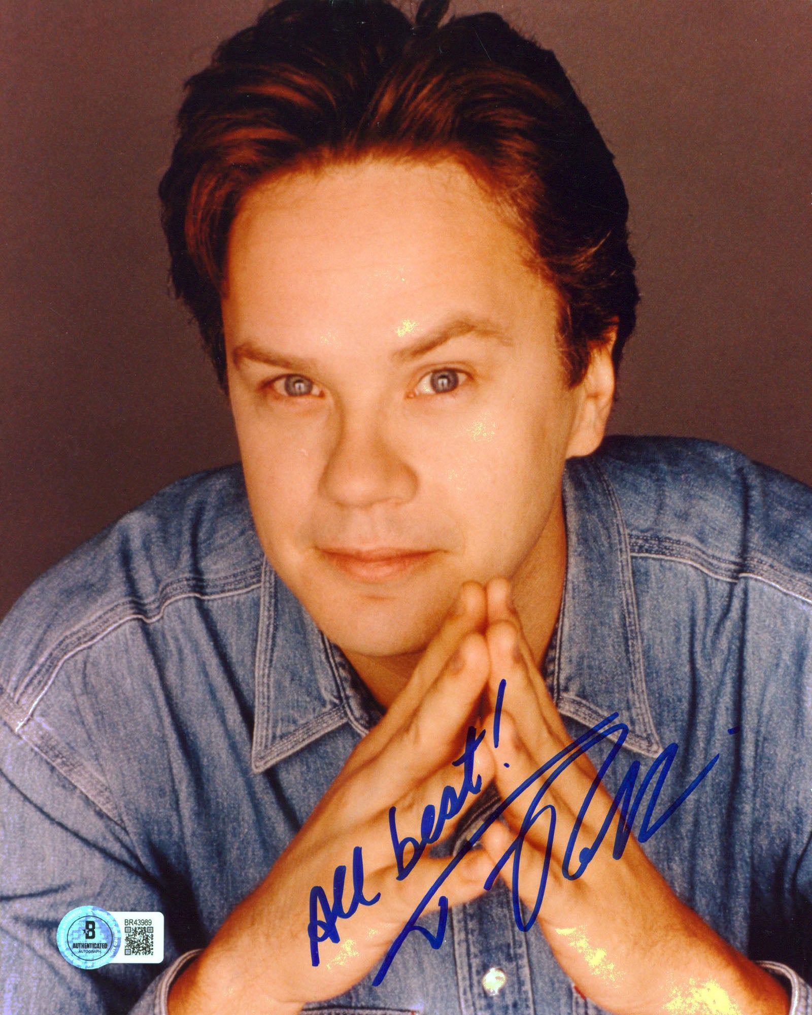 Tim Robbins Mystic River "All Best!" Authentic Signed 8x10 Photo BAS #BR43989