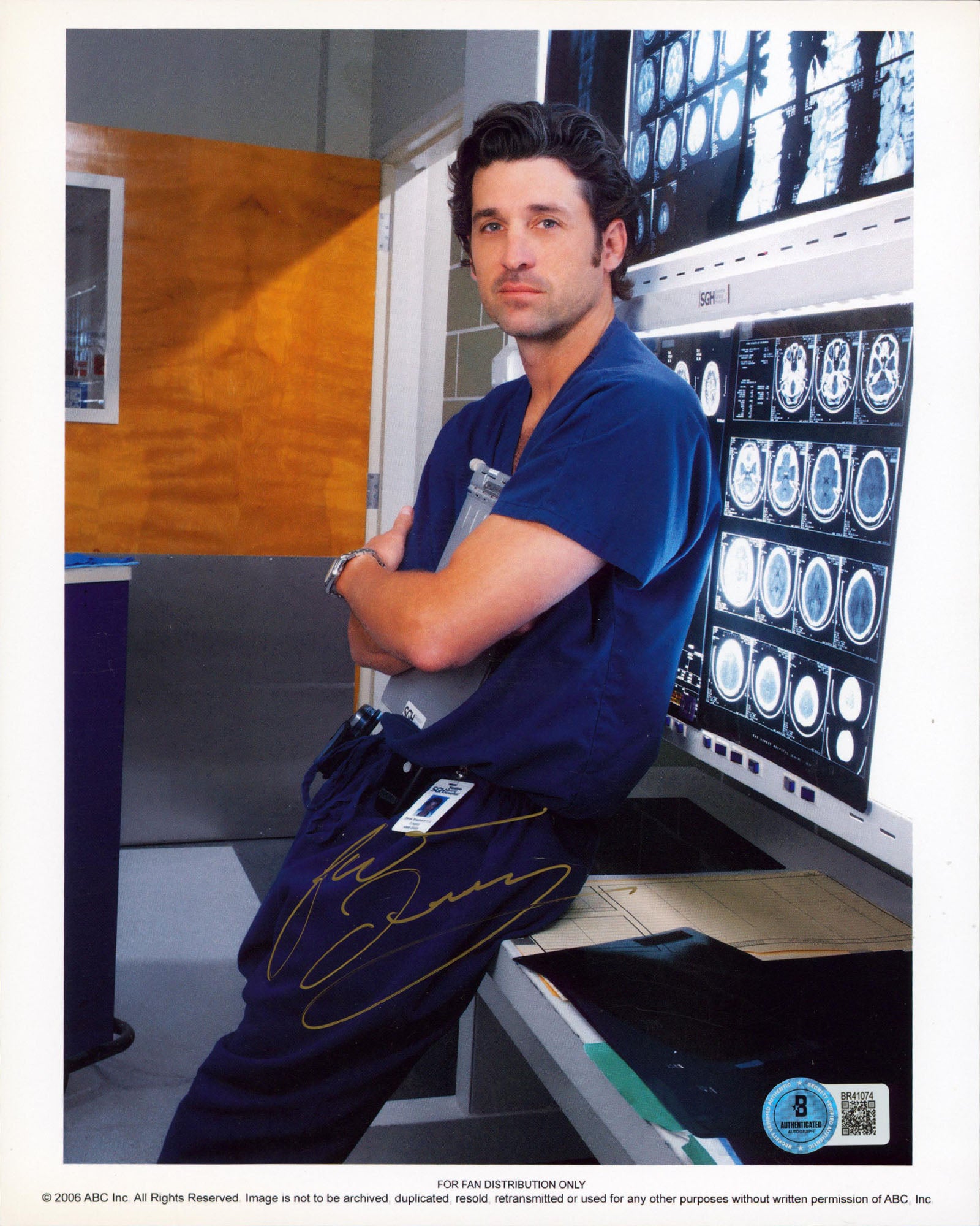 Patrick Dempsey Grey's Anatomy Authentic Signed 8x10 Vertical Photo BAS #BR41074