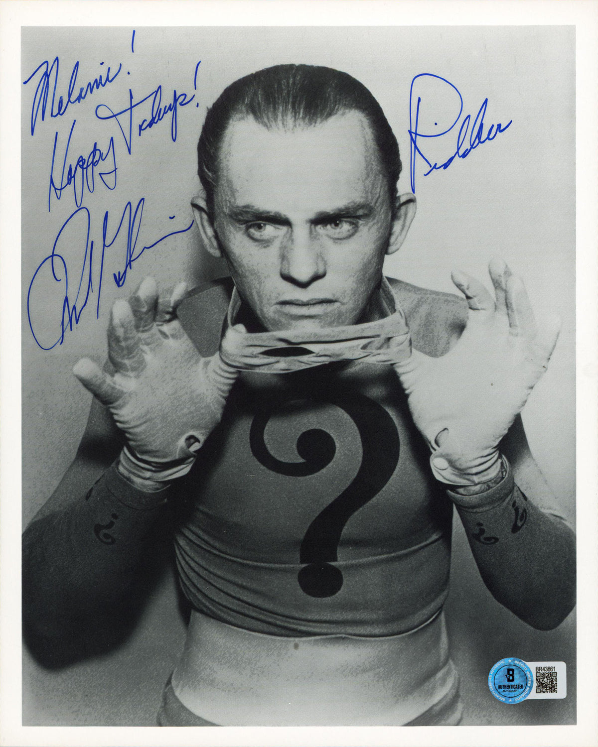 Frank Gorshin Batman "Melanie! Happy Holidays! Riddler" Signed 8x10 Photo BAS