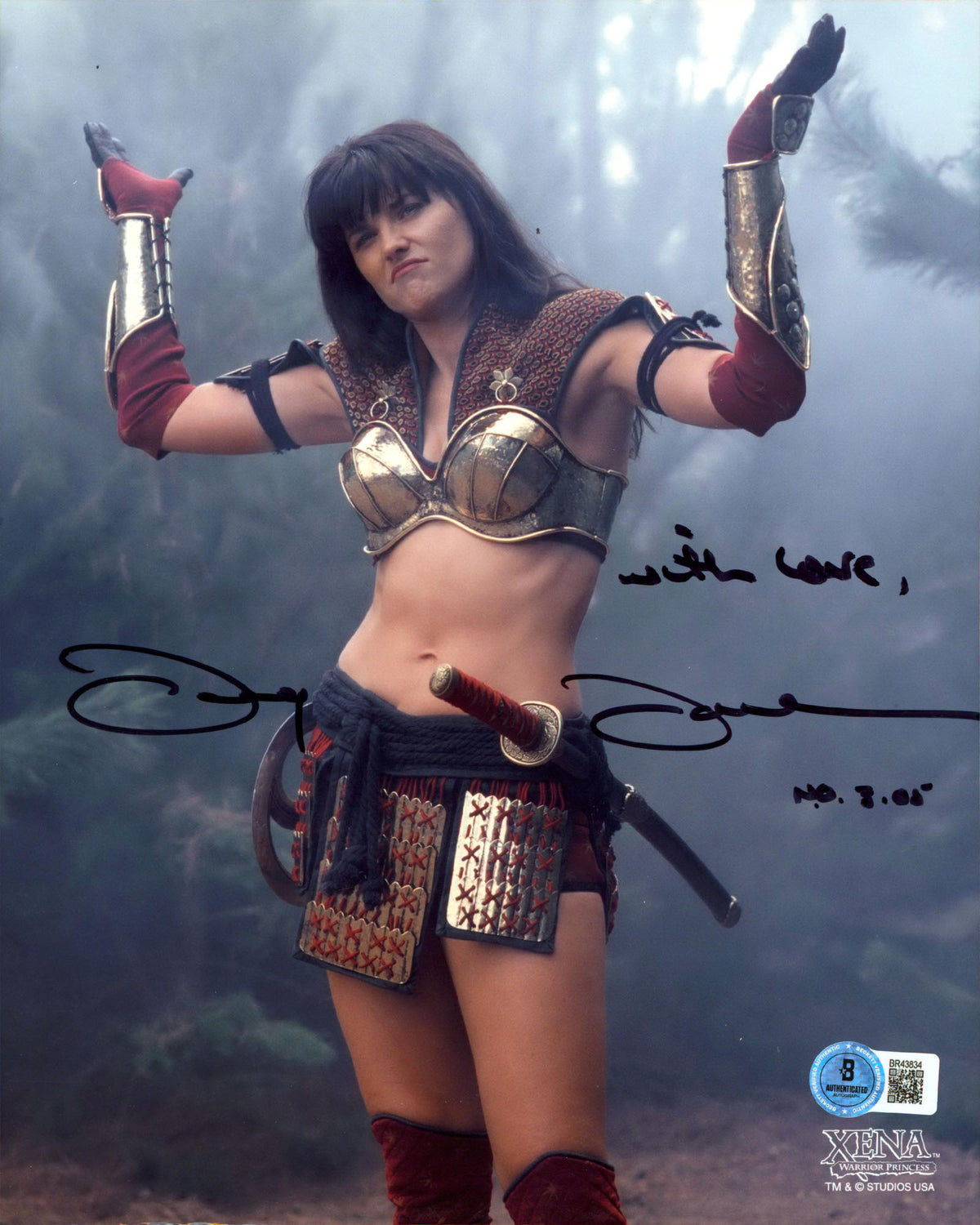 Lucy Lawless Xena Warrior Princess "With Love" Signed 8x10 Photo BAS #BR43834