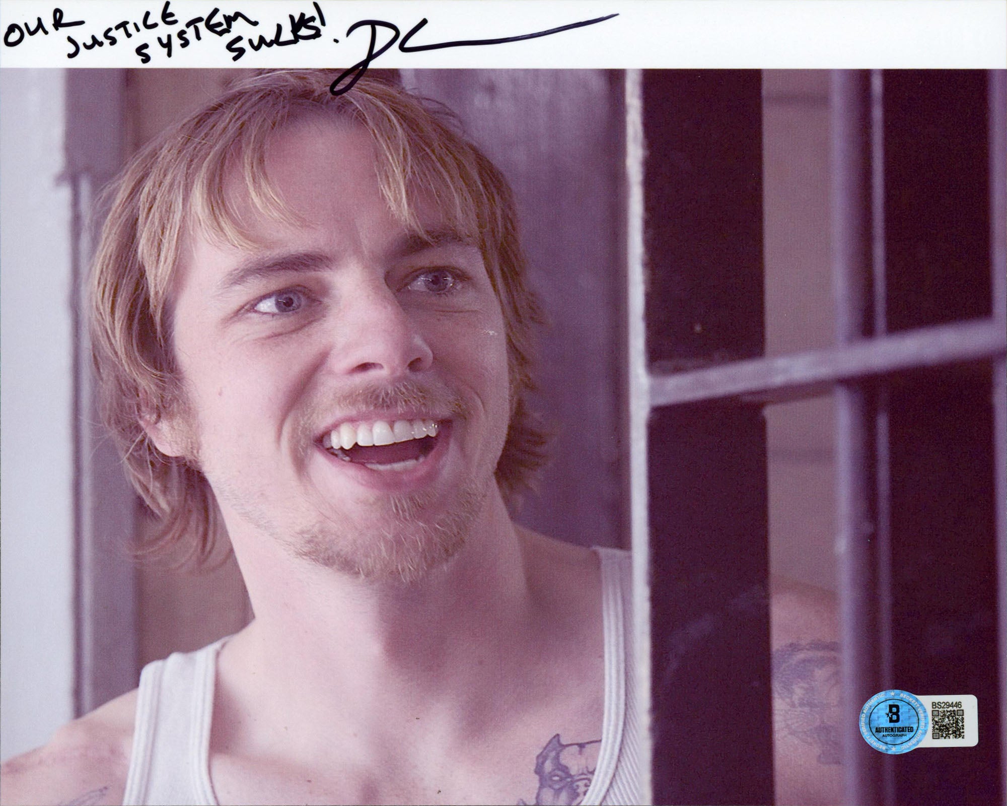 Dax Shepard Let's Go to Prison "Our.. System Sucks!" Signed 8.75x7.75 Photo BAS