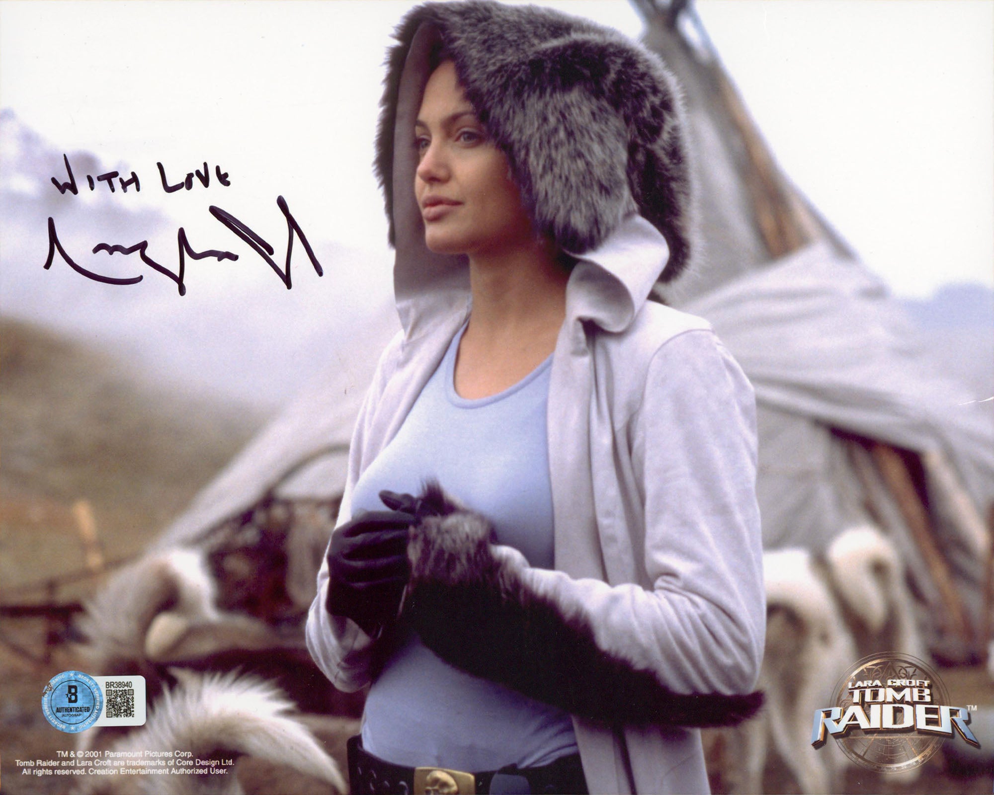 Angelina Jolie Tomb Raider "With Love" Authentic Signed 8x10 Photo BAS #BR38940