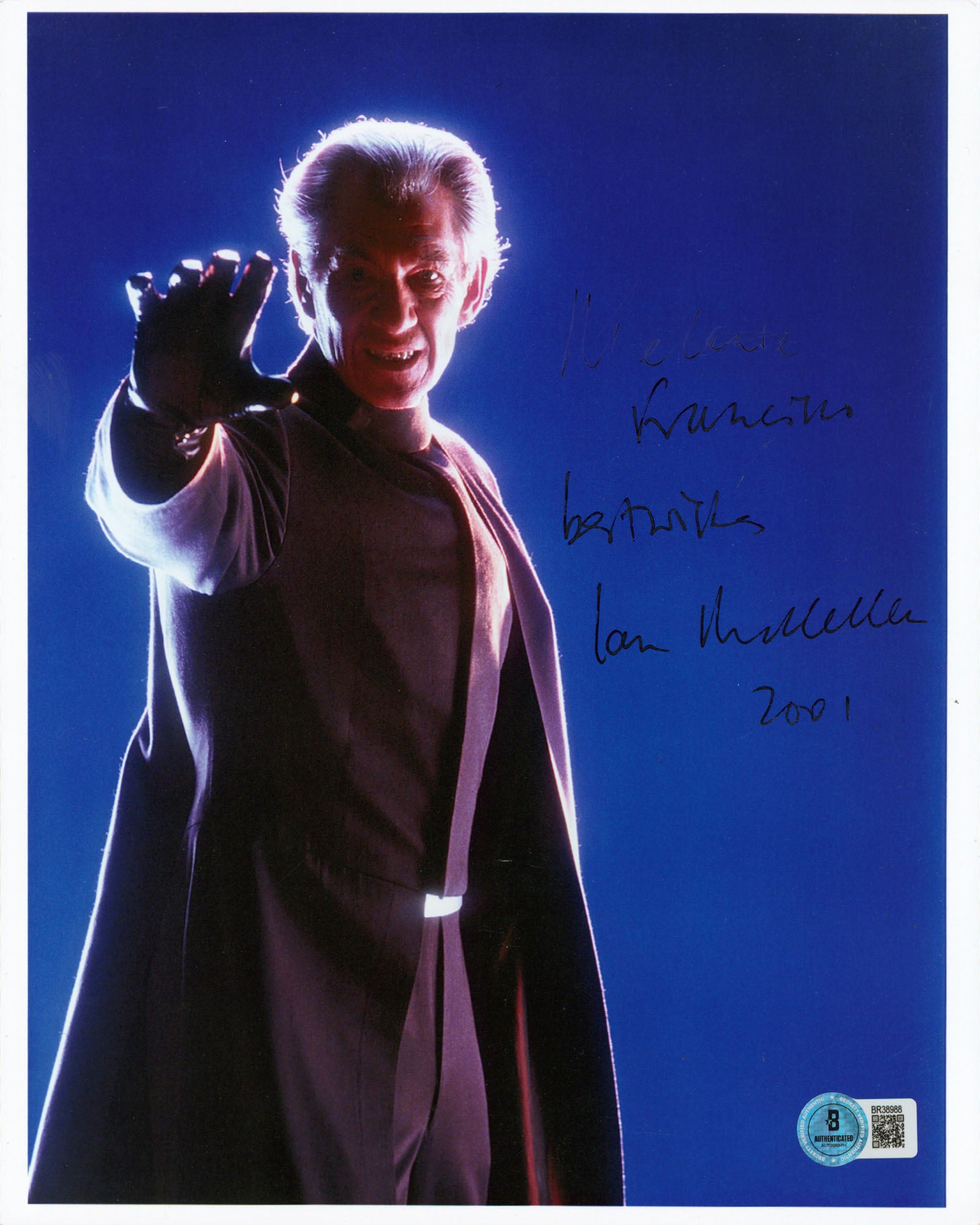Ian McKellen X-Men "Best Wishes" Authentic Signed Photo 8.5x10.5 BAS #BR38988