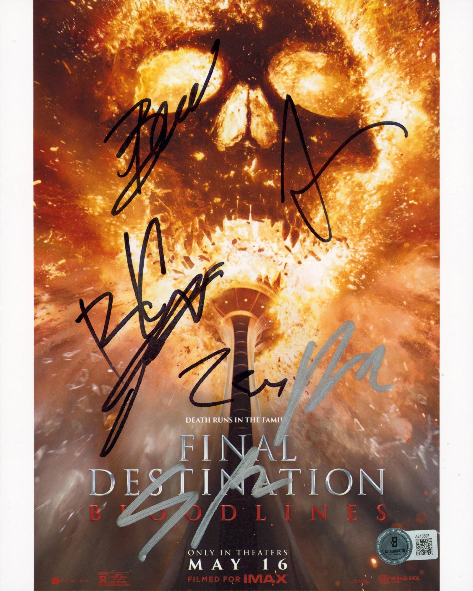 Final Destination Bloodlines Bassinger, Perry, +5 Signed 8x10 Photo BAS #AE13597