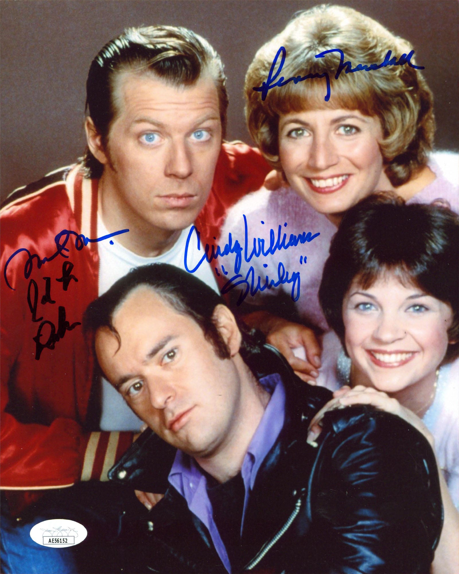 Laverne & Shirley Cast (4) Marshall, Williams, McKean +1 Signed 8x10 Photo JSA