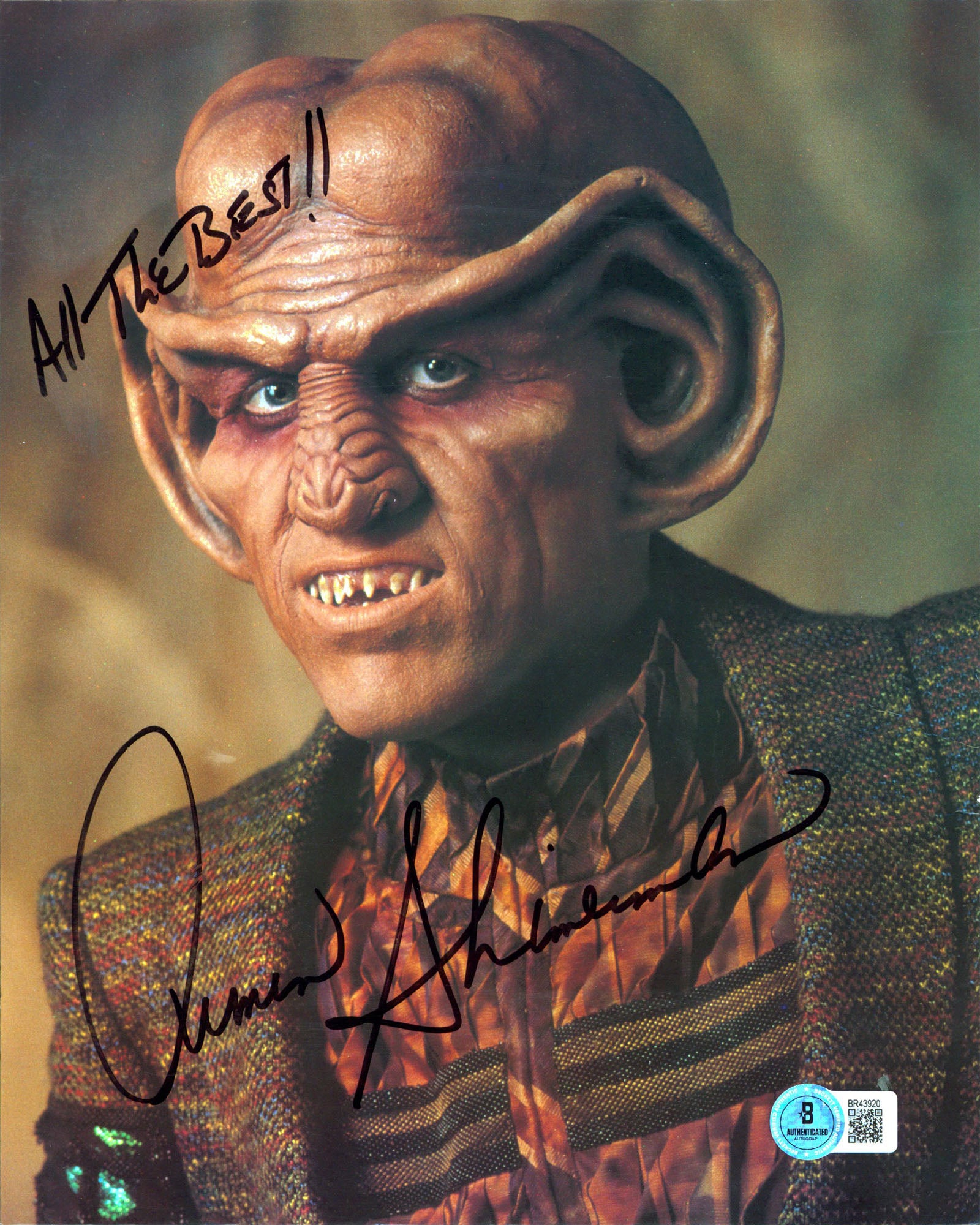 Armin Shimerman Star Trek "All The Best" Signed 8x10 Postcard BAS #BR43920
