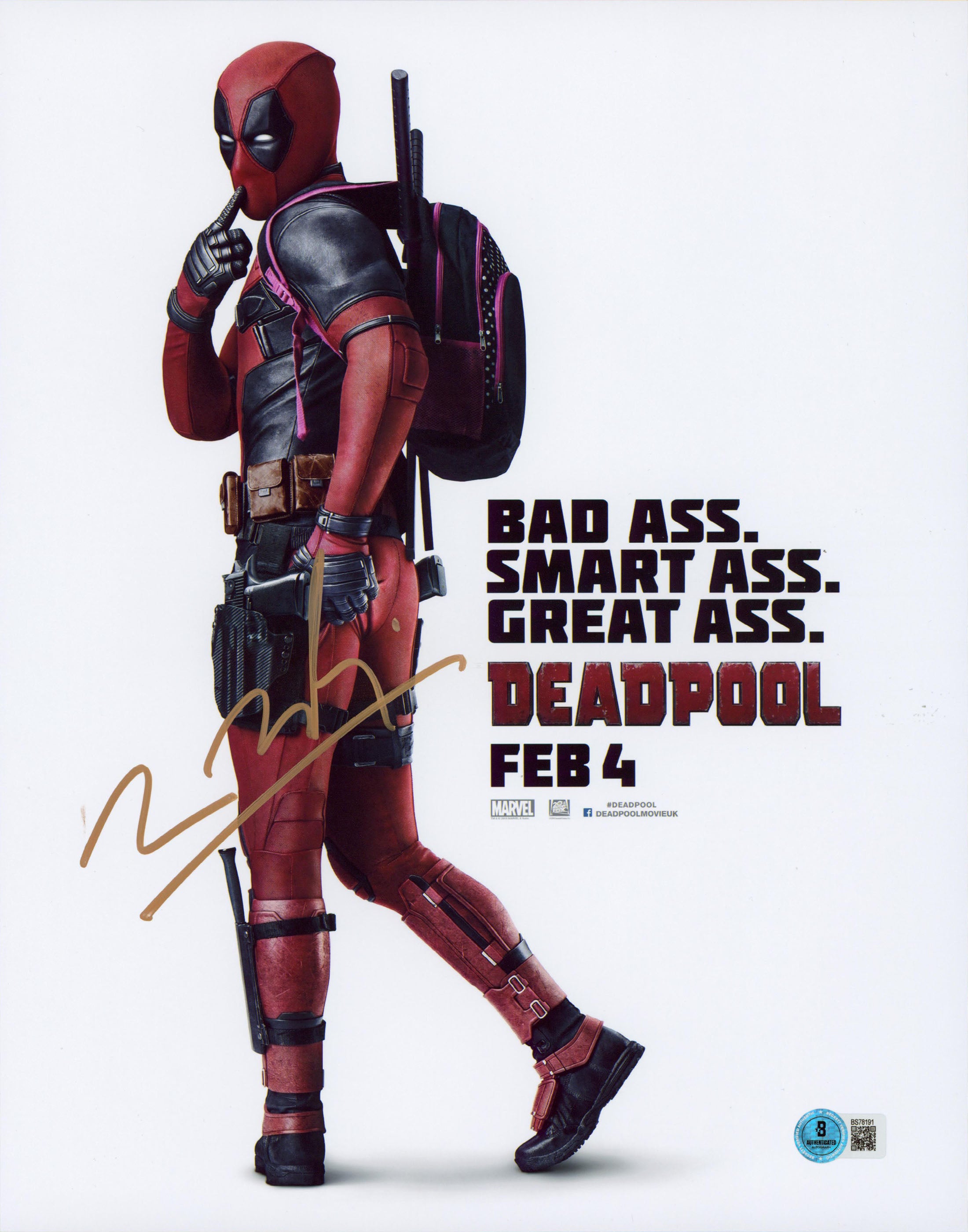 Tim Miller Deadpool Authentic Signed 11x14 Vertical Photo BAS #BS78191