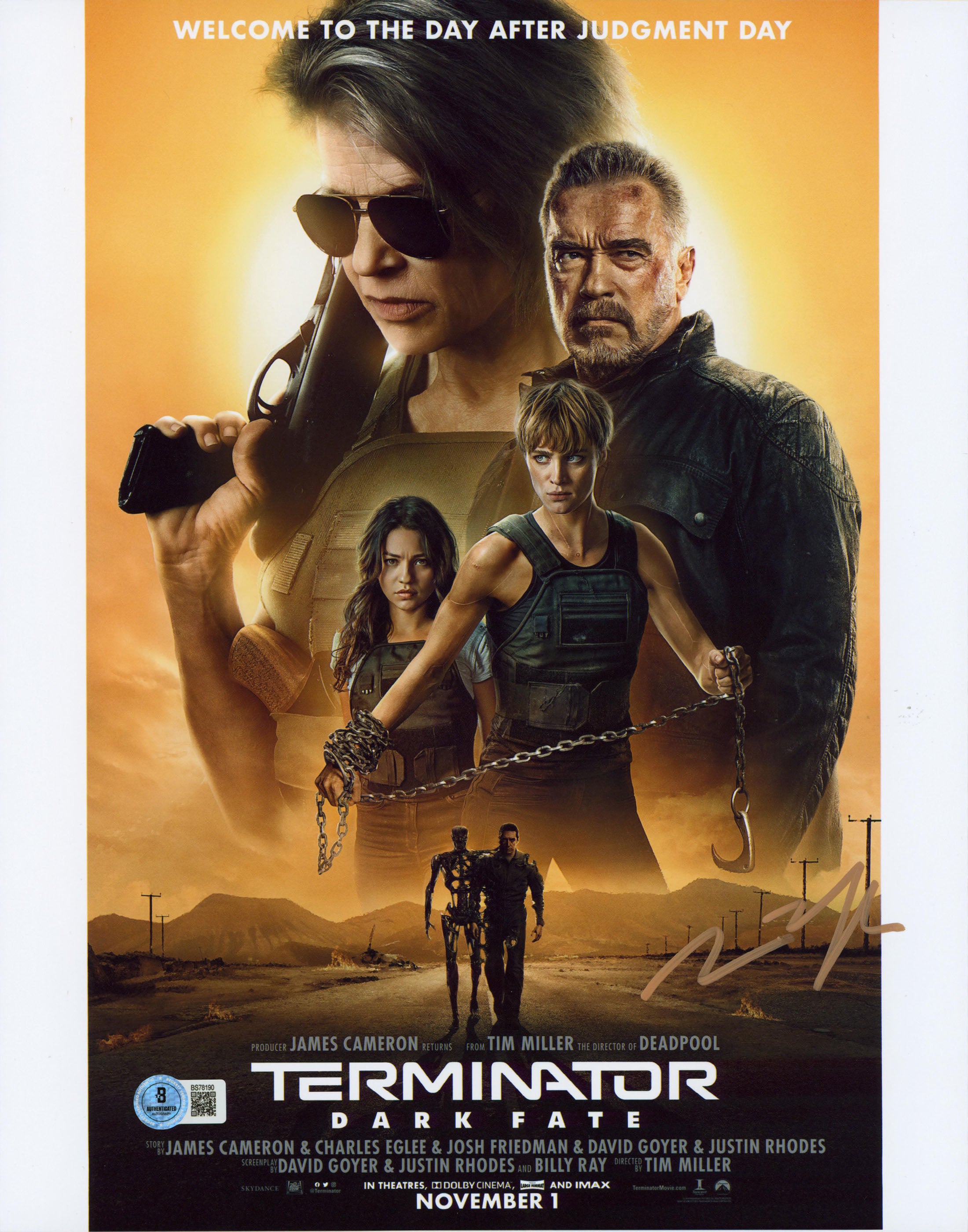 Tim Miller Terminator Dark Fate Authentic Signed 11x14 Photo BAS #BS78190
