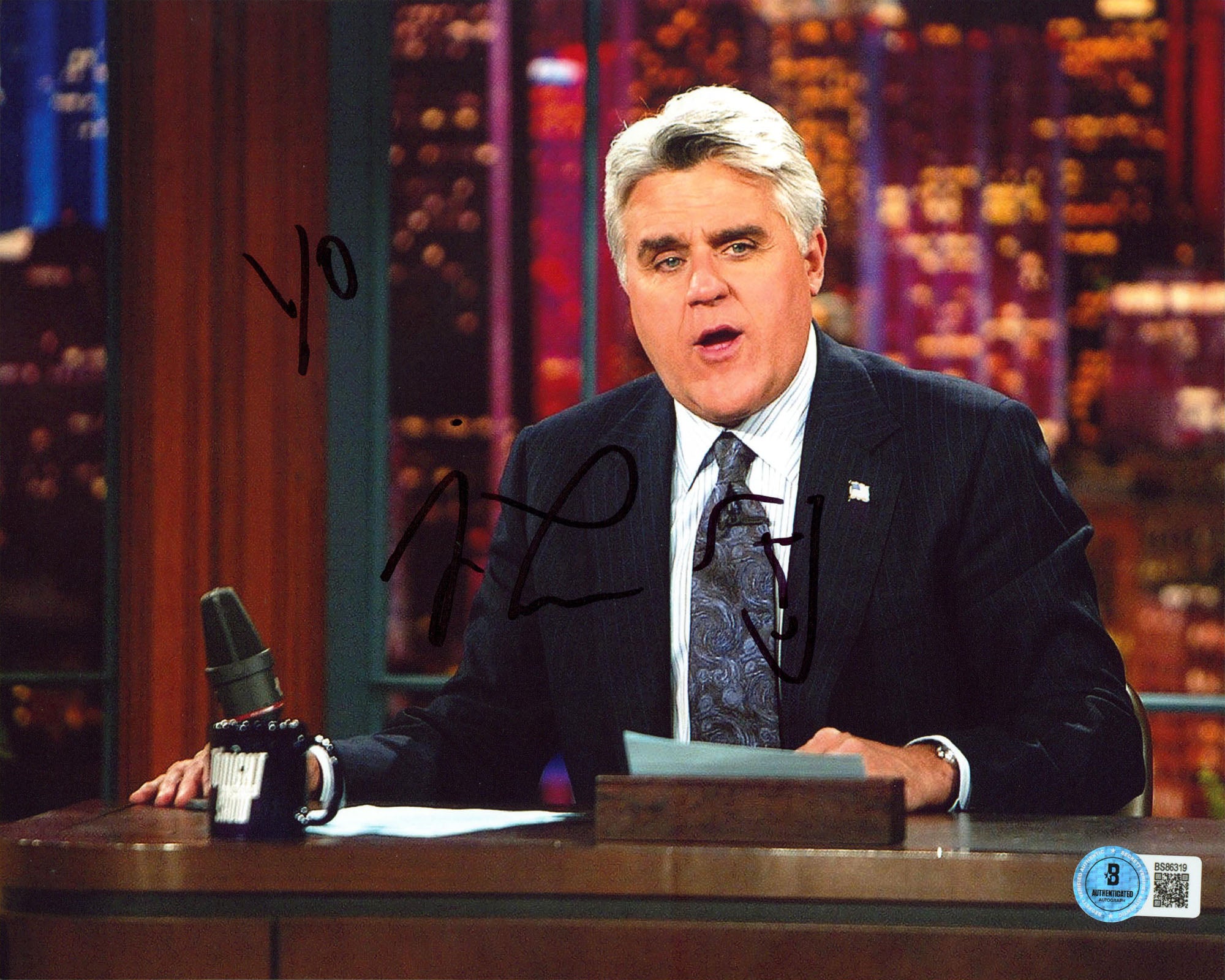 Jay Leno The Tonight Show "Yo" Authentic Signed 8x10 Horizontal Photo BAS 1