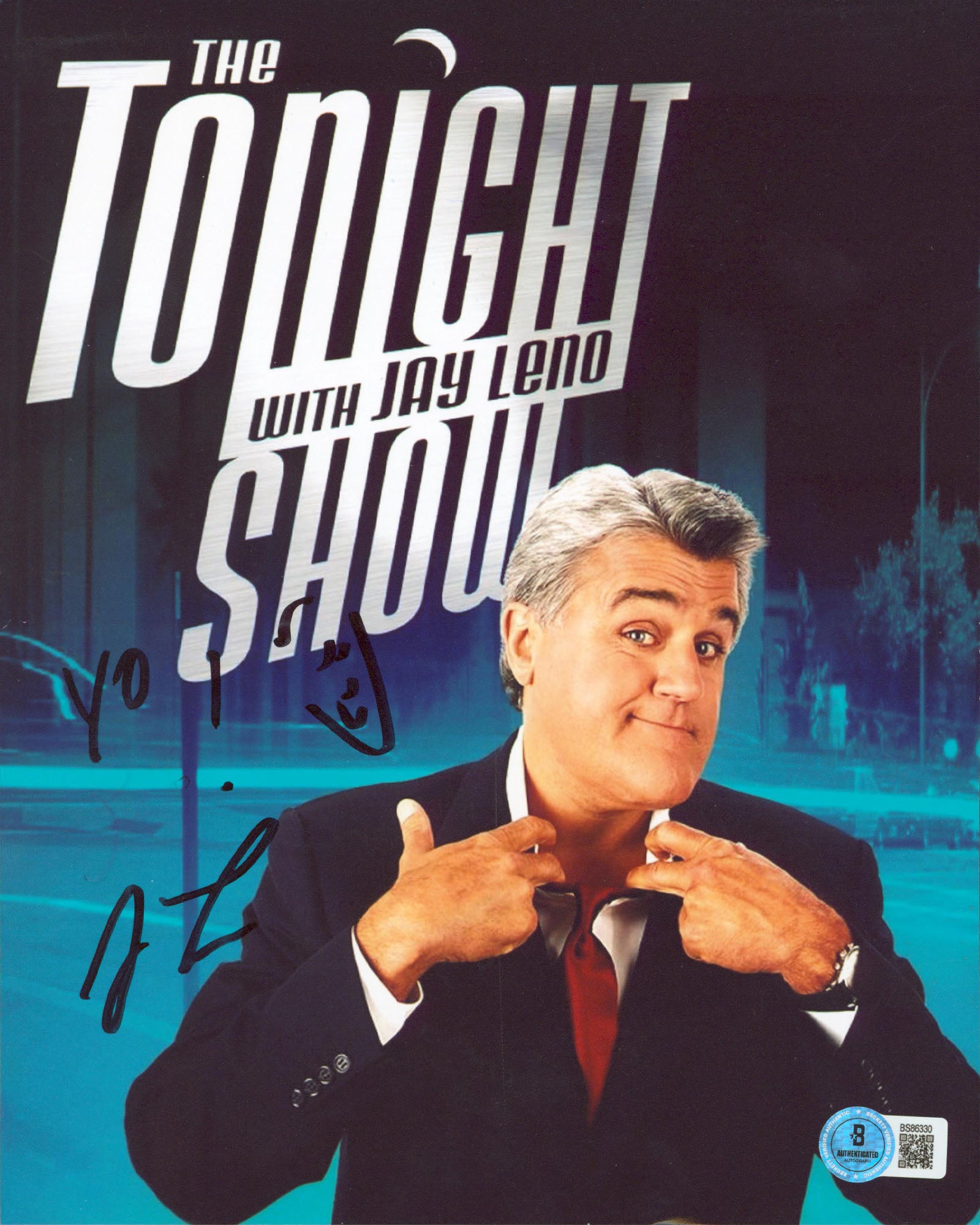 Jay Leno The Tonight Show "Yo" Authentic Signed 8x10 Vertical Photo BAS 1