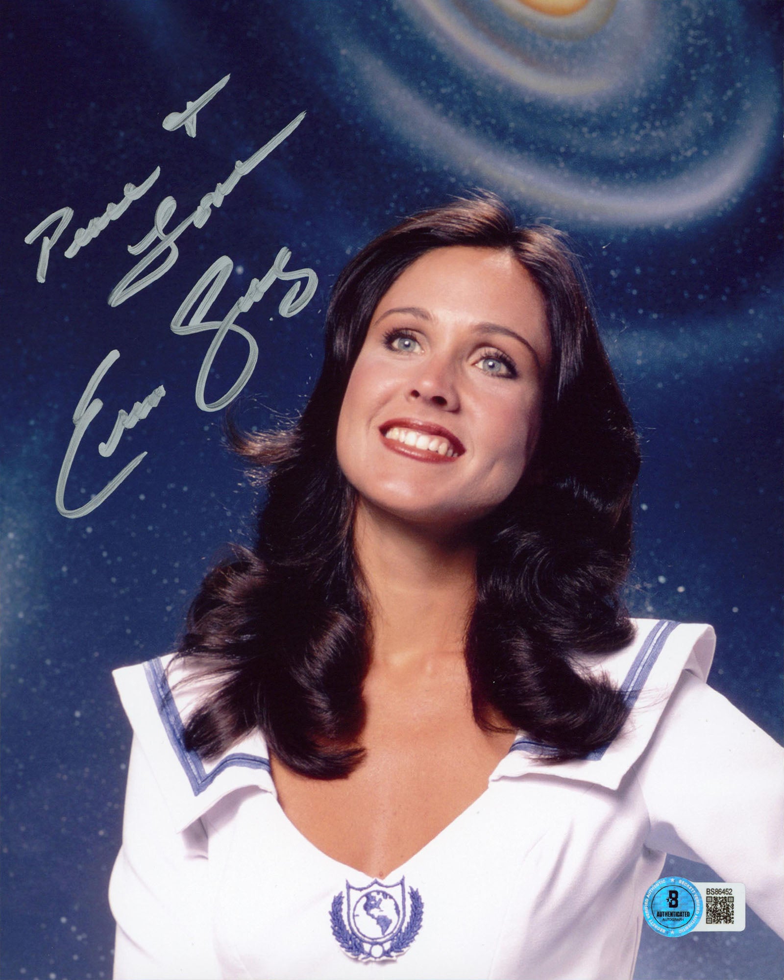 Erin Gray Buck Rogers "Peace & Love" Authentic Signed 8x10 Vertical Photo BAS 9