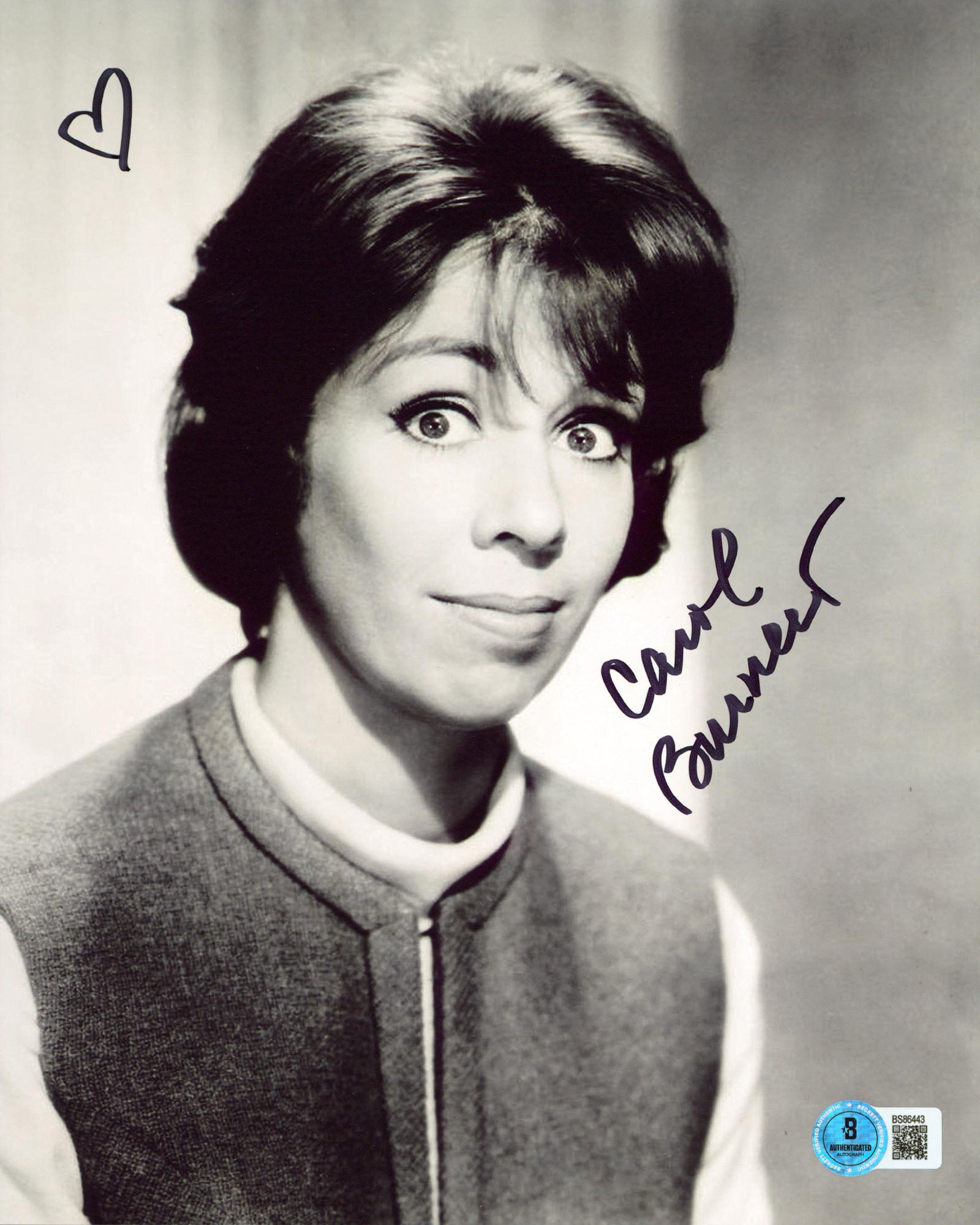 Carol Burnett Authentic Signed 8x10 Black & White Vertical Photo BAS 13