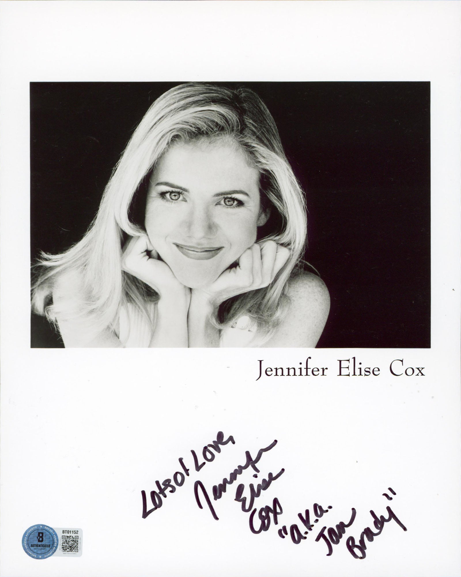Jennifer Elise Cox The Brady Bunch "Love, AKA Jan Brady" Signed 8x10 Photo BAS