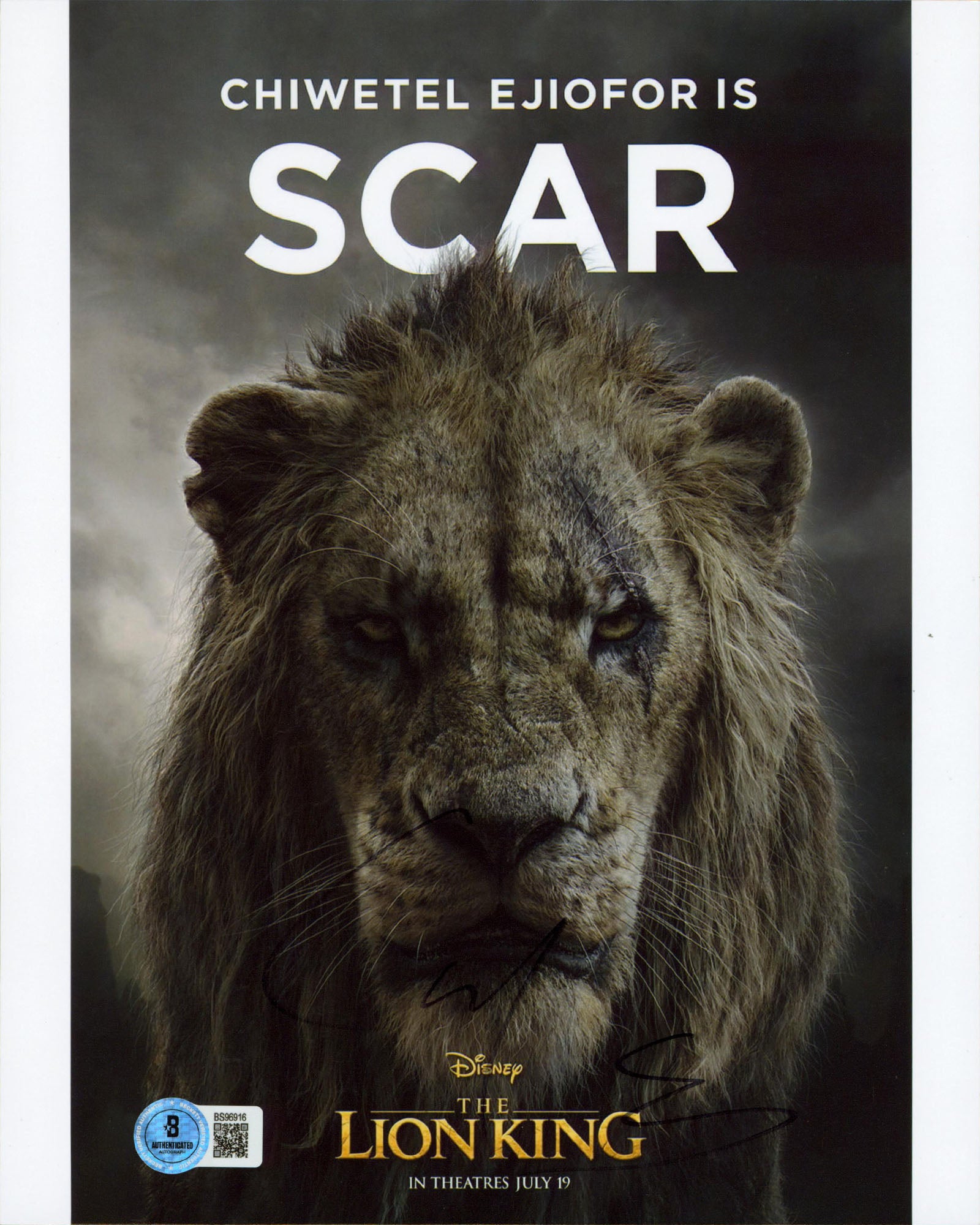 Chiwetel Ejiofor The Lion King Authentic Signed 8x10 Vertical Photo BAS #BS96916