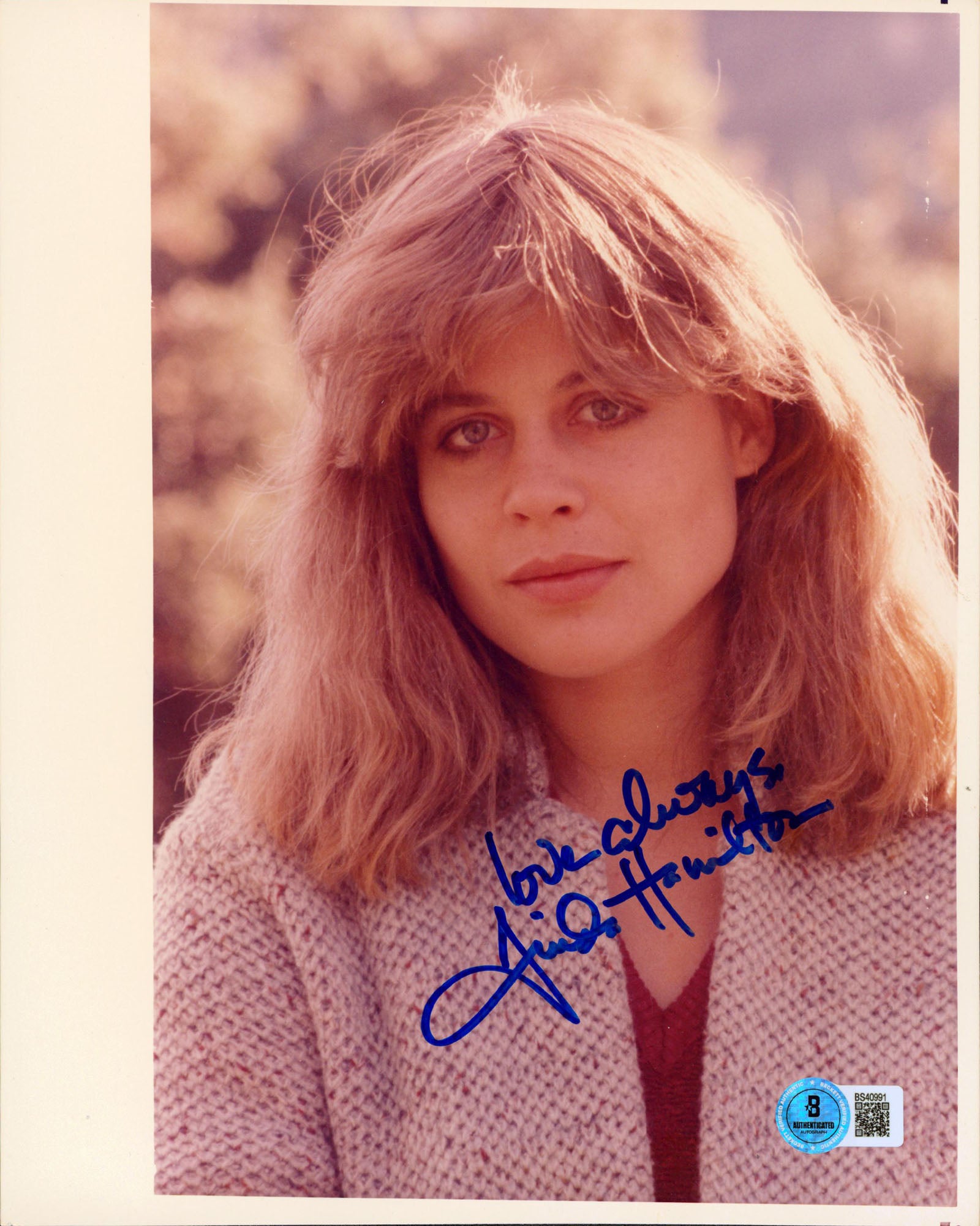 Linda Hamilton Terminator "Love Always" Authentic Signed 8x10 Photo BAS #BS40991