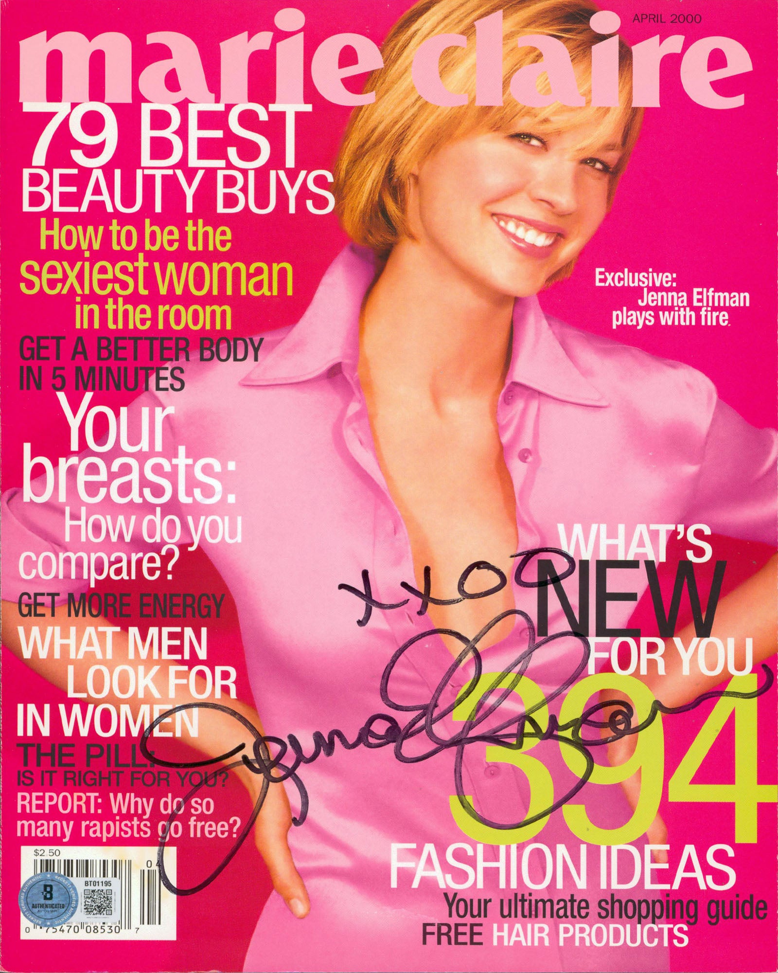 Jenna Elfman Authentic Signed Marie Claire Magazine Cover April 2000 BAS BT01195