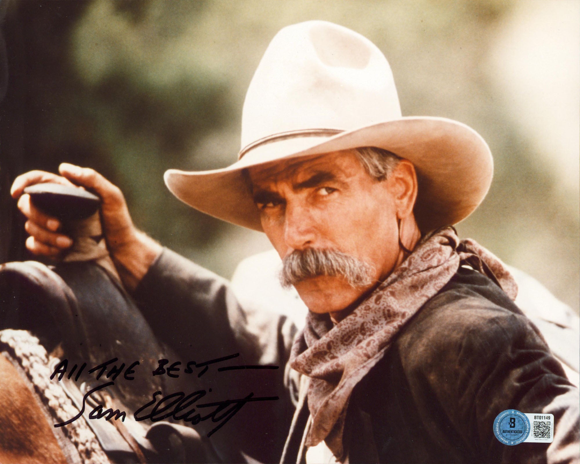 Sam Elliott Tombstone "All The Best" Authentic Signed 8x10 Photo BAS #BT01149